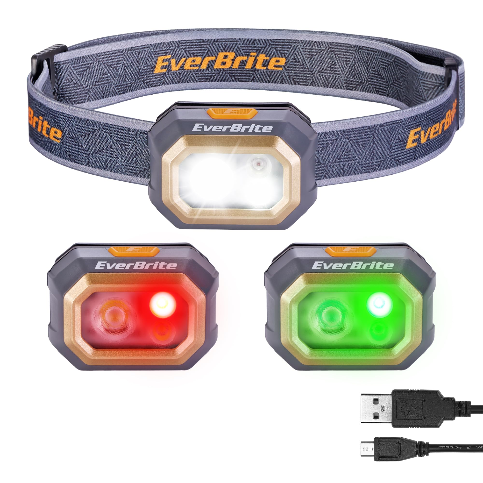 Everbrite Rechargeable Headlamp, 700 Lumens Head Lamp For Adults, 6 Modes With White/Red/Green Light, 60 Adjustable Led Headligh