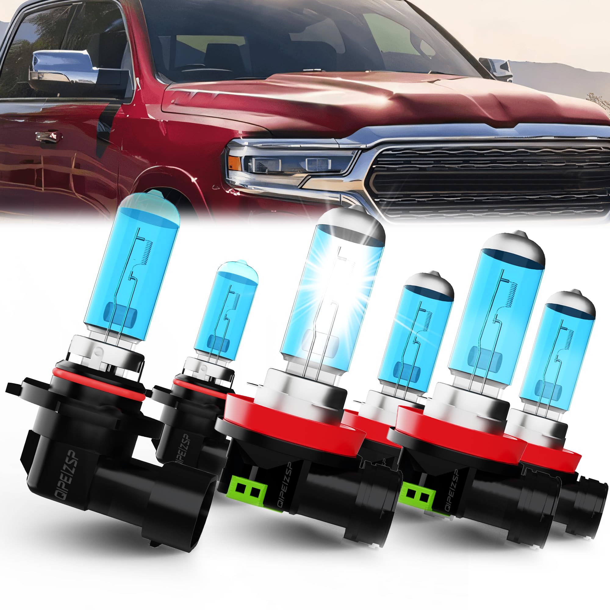 QIPEIZSP compatible with 2019 2020 2021 DODGE RAM 1500 2500 3500 Without Projector Lights Headlights Bulbs, 9005/HB3/H10 High Be