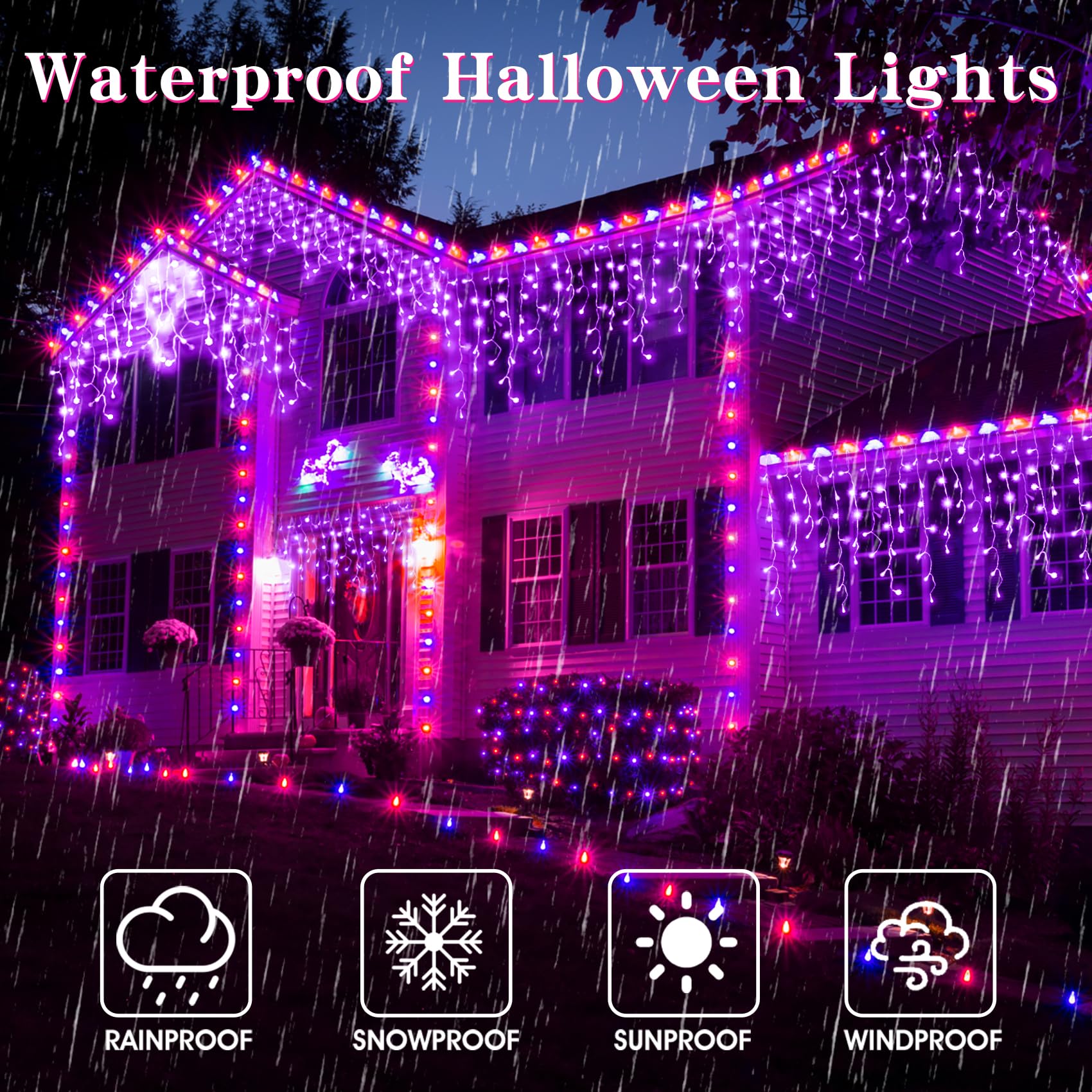 Christmas Icicle Lights Outdoor Decorations 640 Led 65.6 Ft Icicle String Lights With 120 Drops, 8 Modes Curtain Fairy Icicle Lights For Christmas Wedding Party Eaves Patio Yard (Warm White)