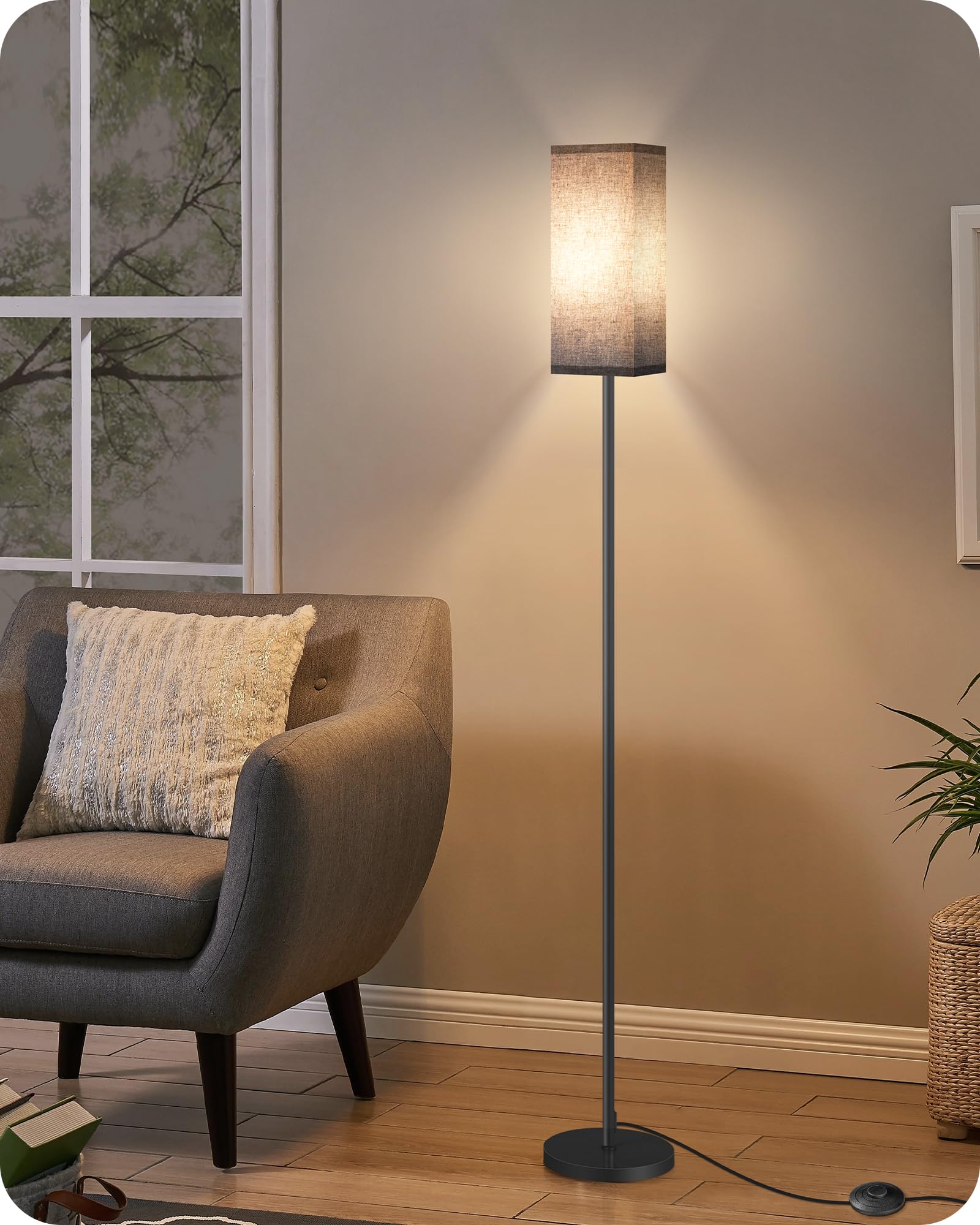 Goebleson Floor Lamp With Foot Switch, Modern Standing Lamp With Minimalist Design, For Living Room, Bedroom, Office (Bulb Not I