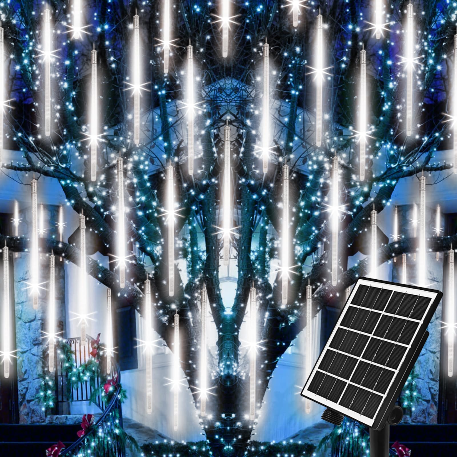 Meteor Solar Path Light Meteor Shower Lights Outdoor Solar Meteor Light Falling Rain Lights 16 ...
