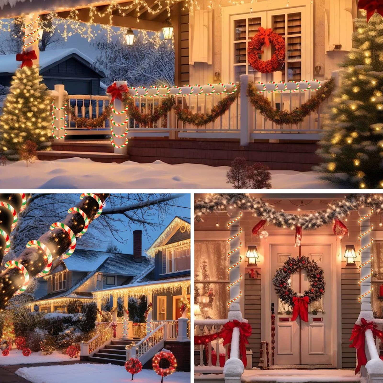 Vigdur Christmas Candy Cane Lights - 18Ft Led Candy Cane Rope Lights Outdoor Waterproof Decorative Christmas Lights For Holiday