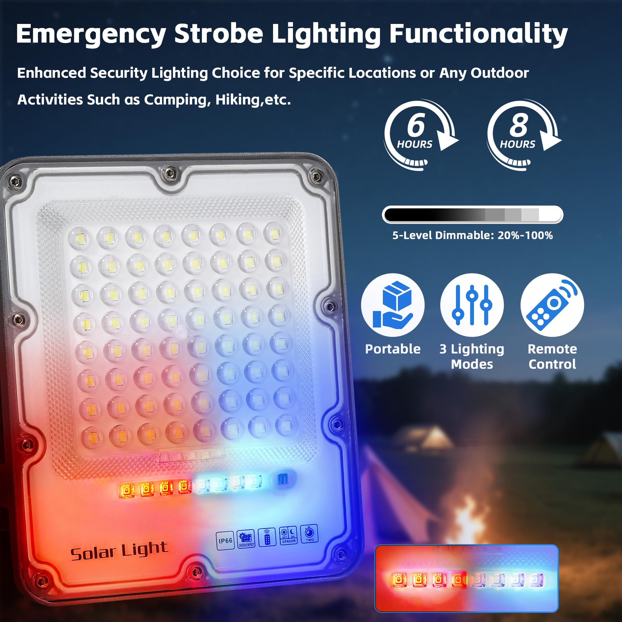100W Solar Flood Light Outdoor Waterproof  24000Lm 6500K Led Solar Street Light With Remote  Dusk To Dawn Solar-Powered Lamp  Split Type Security Lighting With 13Ft Cable For Parking Lot Yard Garage