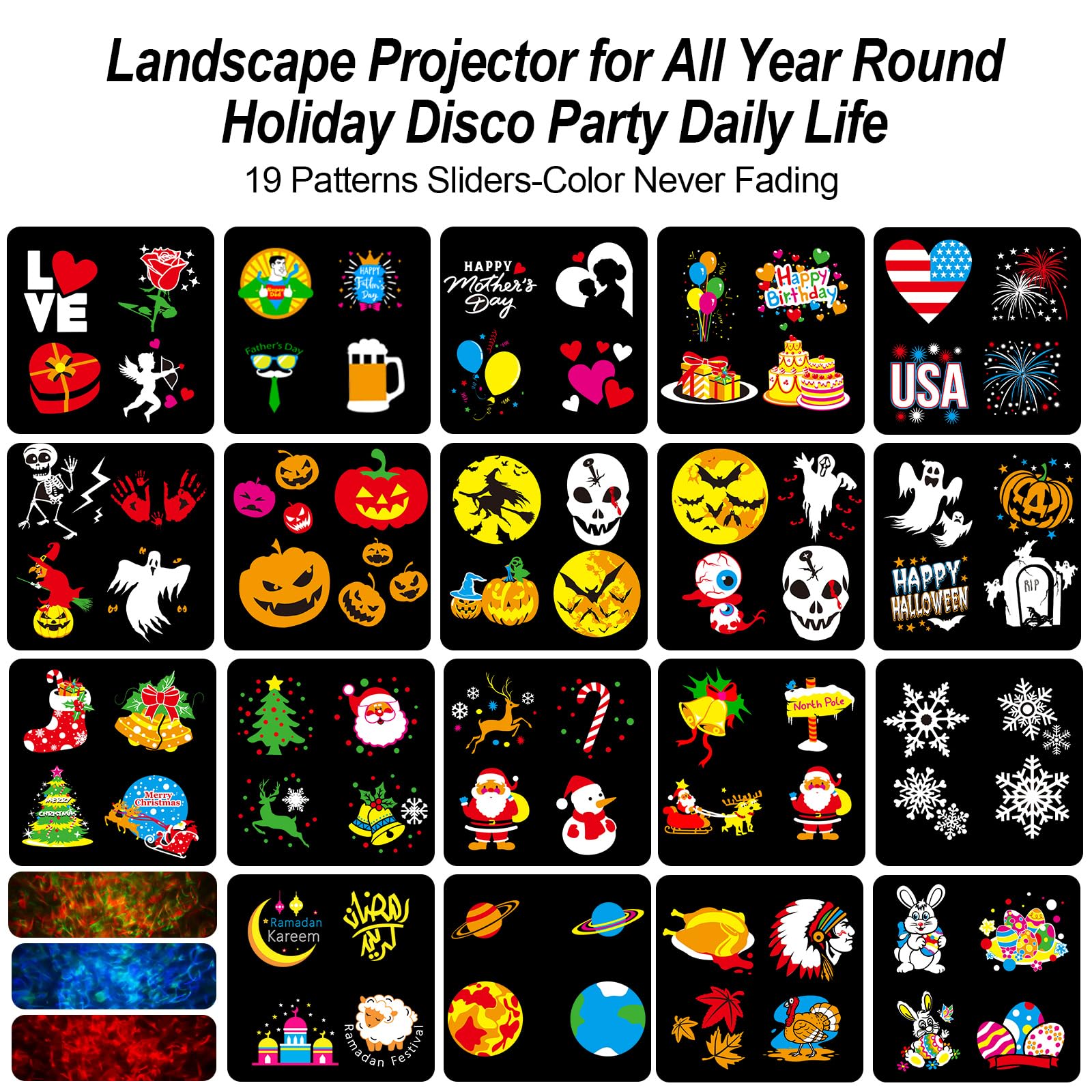 2024 Upgraded Brighter Valentine Decorations Projector Lights For Home, Fliti 19 Hd Slide Holiday Projector (3D Ocean Wave & Pat