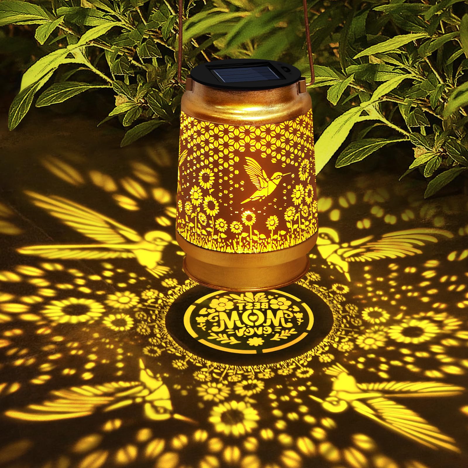 Solar Lanterns Outdoor Waterproof Hummingbird Hanging Solar Lights,Sunflower Garden Decor,Hummingbird Gifts For Mom Women Grandm