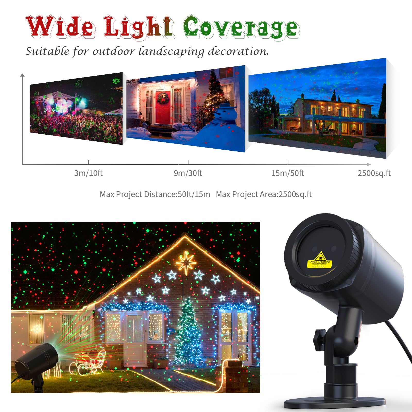 Christmas Projector Lights Outdoor, Firefly Show Christmas Decorations, Red And Green Stars Holiday Projector Lights, Waterproof
