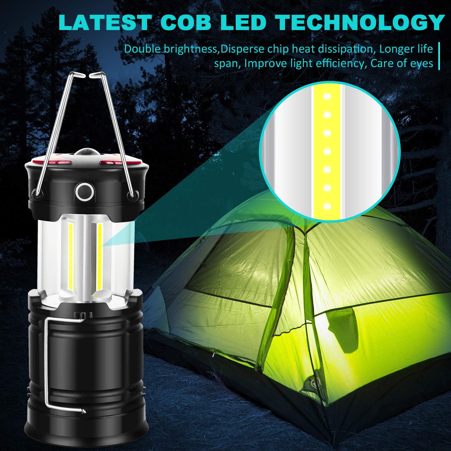 4 Pack Lantern Camping Essentials Lights, Led Flashlight for Power Outages, Tent Lights for Emergency, Survival Gear and Supplie