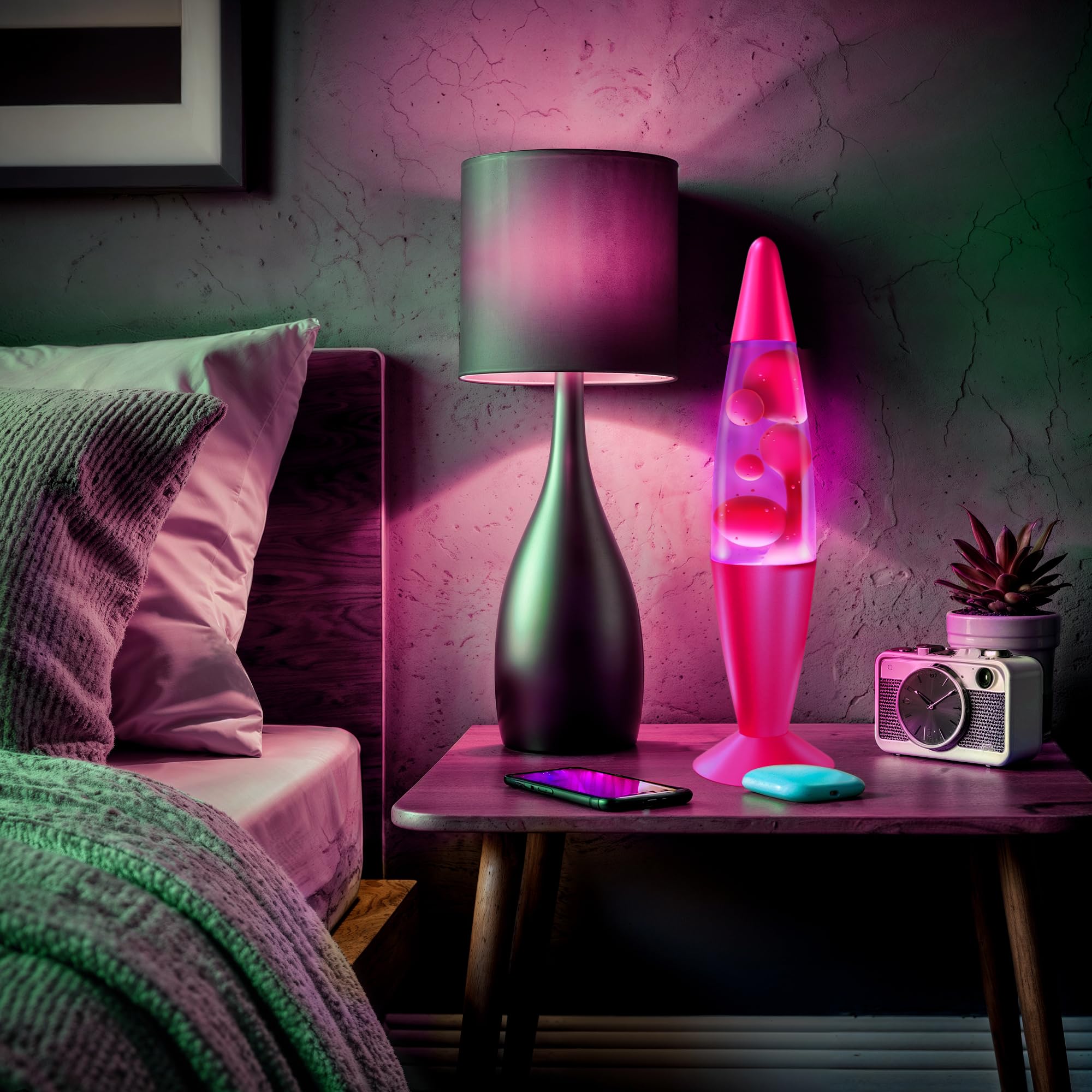 Jambo 16-Inch Liquid Lamp - Pink Base, Purple Liquid & Wax - KL-17 Nightlight for Kids, Adults & Teens - Relaxing Home Decor