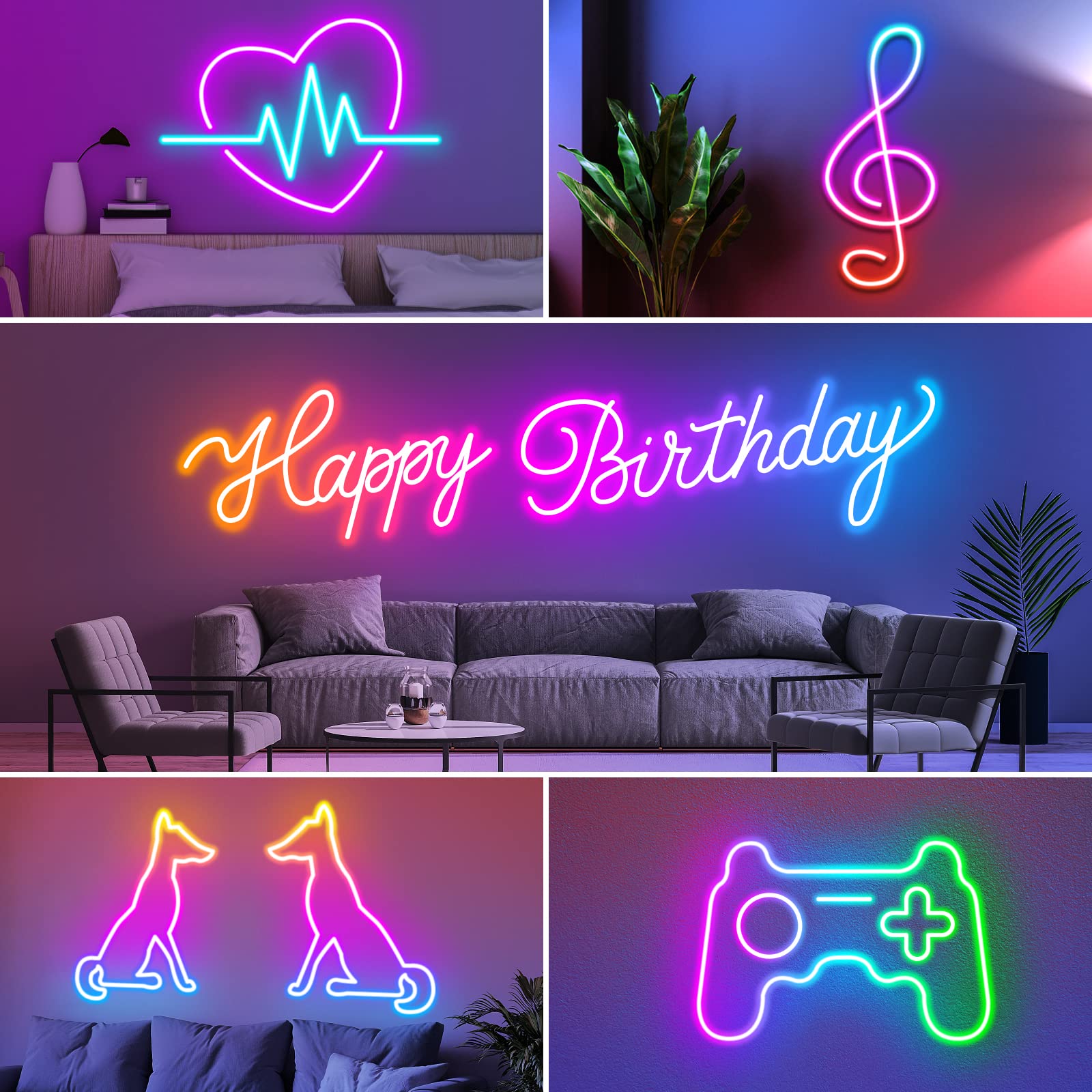 AILBTON Neon Rope Lights, 50FT RGB LED, Waterproof, Music Sync, Flexible, App/Remote Control, Model BT1