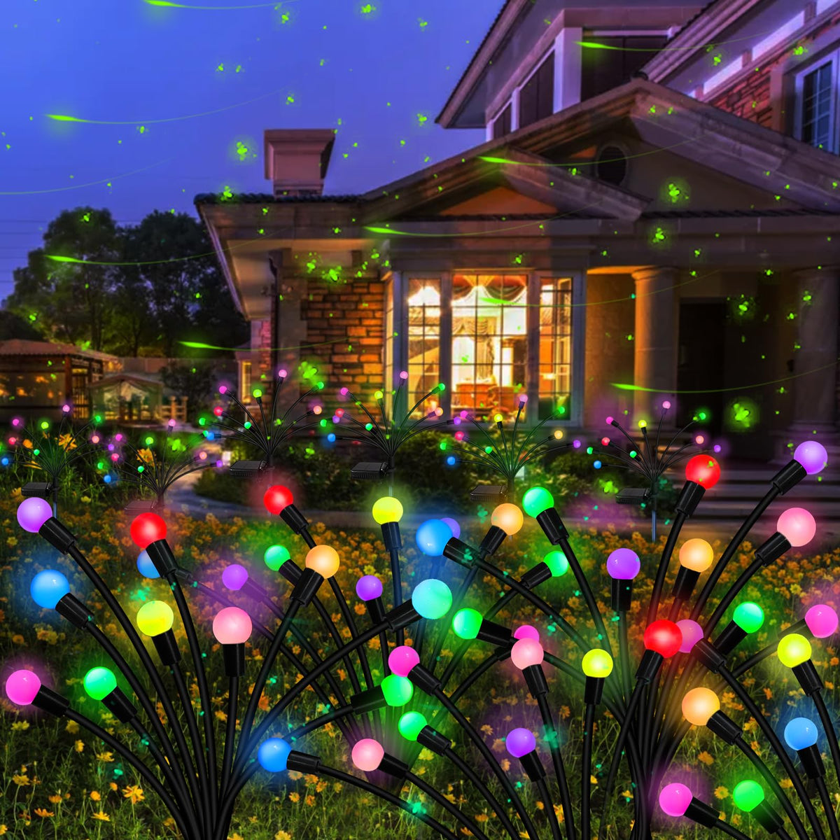 Kohlrabi Solar Garden Lights Outdoor, 4 Pack 40 Led Solar Firefly Lights Waterproof, Sway By Wind, Swaying Light For Yard Patio