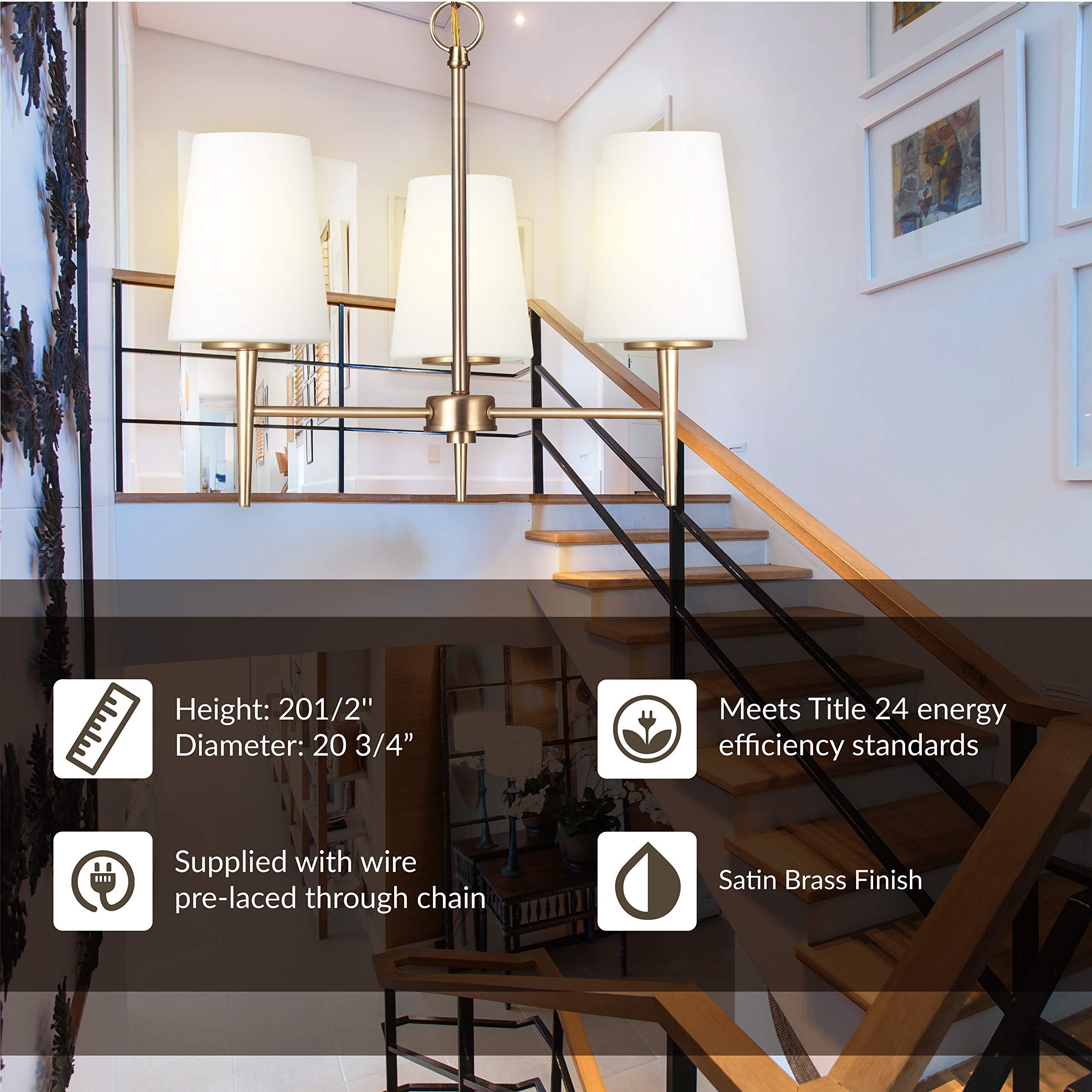 Sea Gull Lighting Driscoll Chandelier, Three Light, Alloy Steel, Satin Bronze Finish, Model 3140403-848