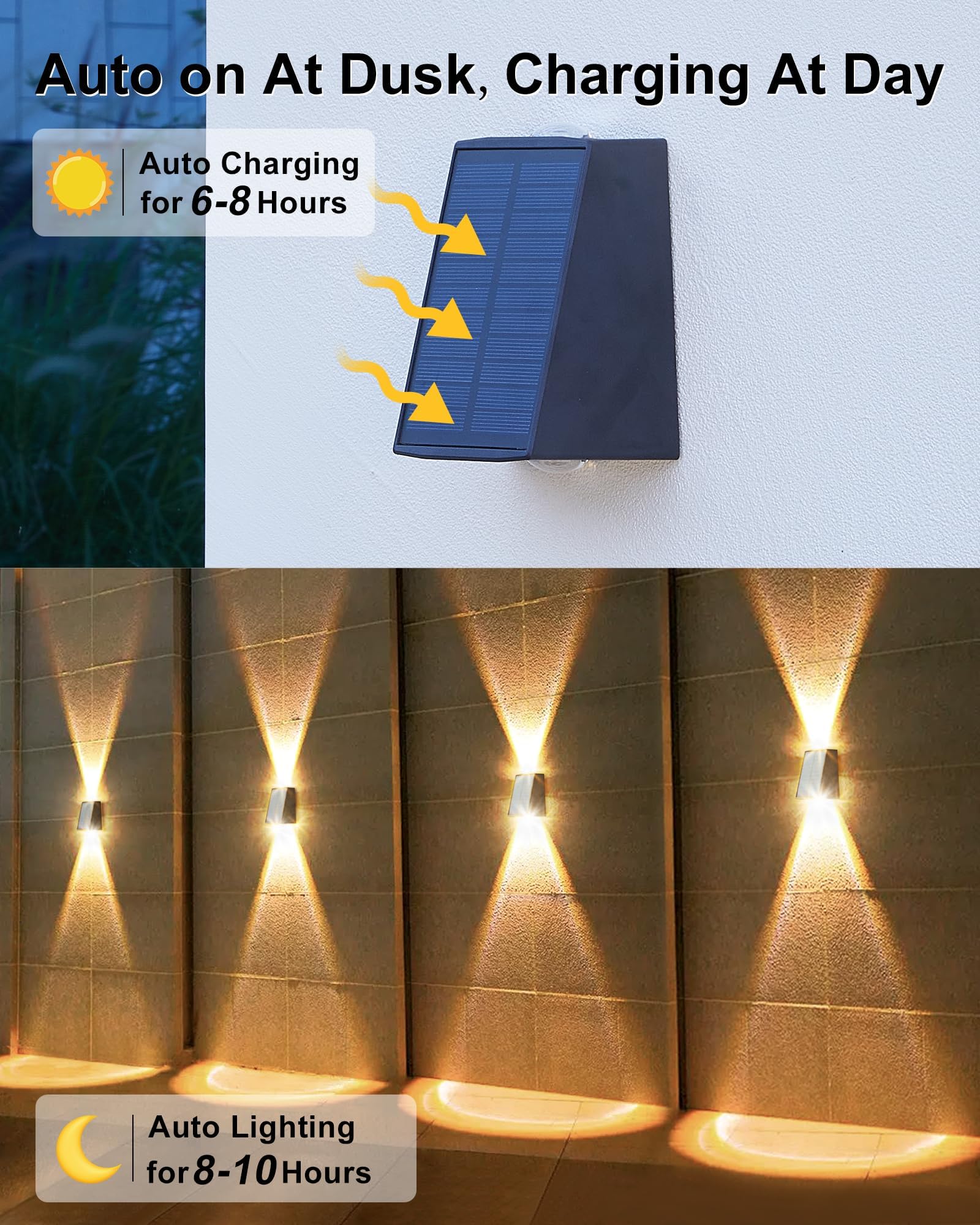 Luhlee Solar Wall Lights Outdoor Waterproof Ip65,Up & Down Wall Sconce Lights Up And Down,3000K Warm Solar Lights Outdoor For Ho