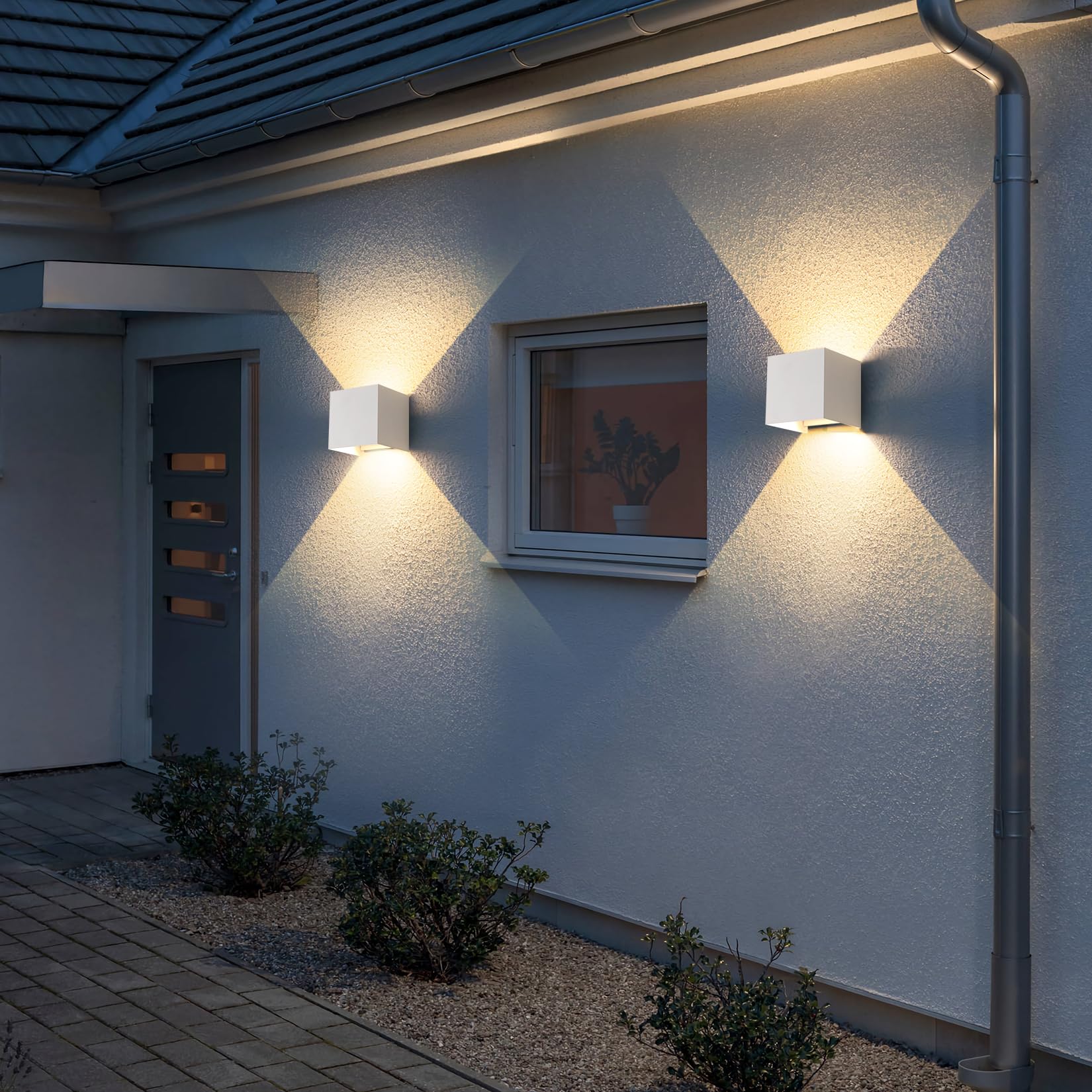 4 Pack Led Outdoor Wall Lights Exterior/Interior 3 Colors Adjustable 15W Wall Light Fixture Ip65 Waterproof Porch Exterior Wall Sconce Modern Outdoor Lighting Square Aluminum White Up And Down Lights