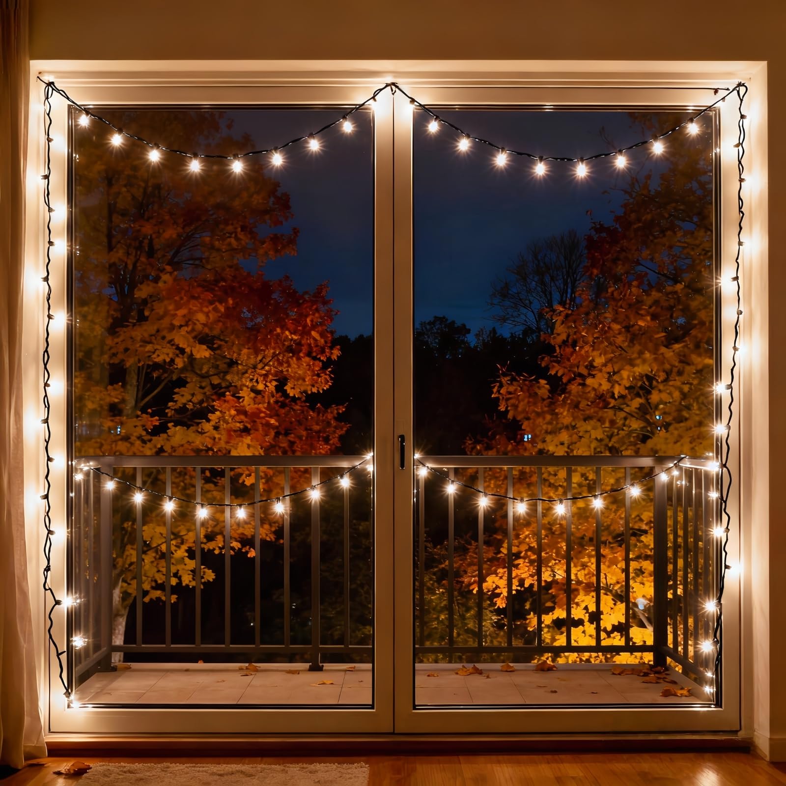JinBest 150 LED Warm White String Lights, 50 Ft Green Wire, UL Certified, Indoor/Outdoor Use, Model L1503FB3-WW