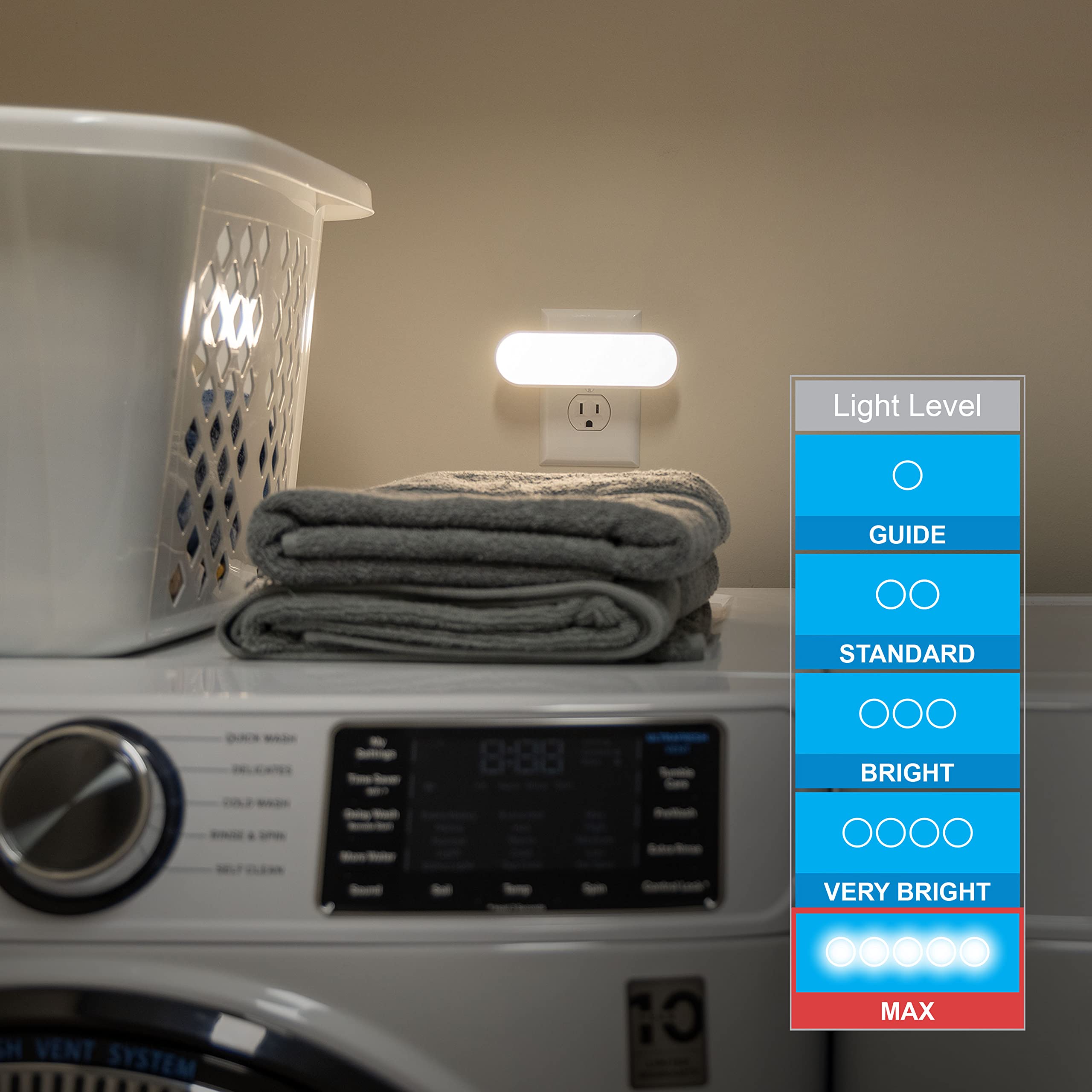 Ge Ultrabrite Led Light Bar Night Light, 100 Lumens, 4 Pack, Dusk-To-Dawn Sensor, Auto/On/Off Switch, Plug-In, Ideal For Dark Sp