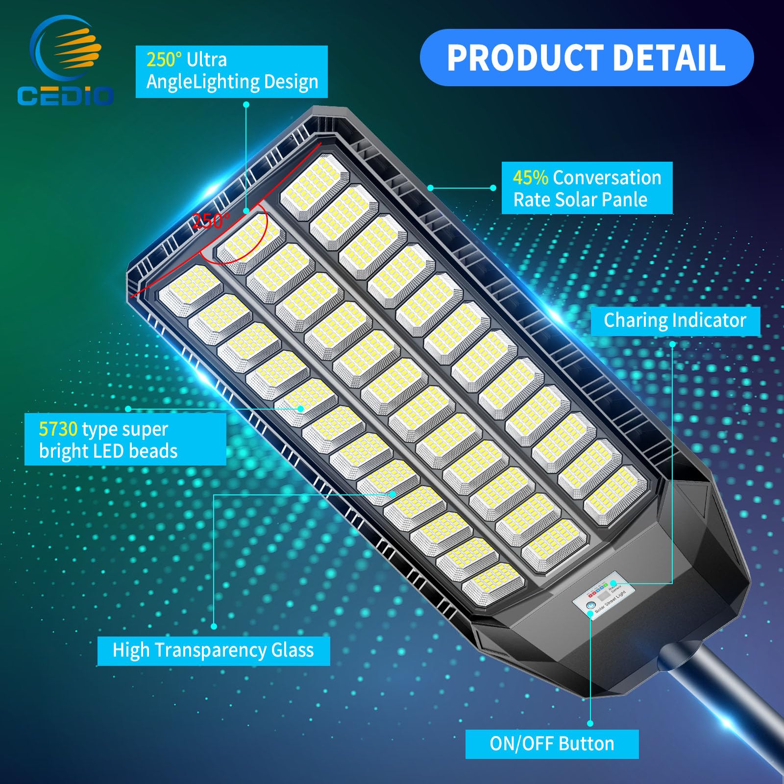 9000W Extremely Large Solar Street Light, Commercial Hight Lumens Solar Lights Outdoor, Solar Street Lights Ip67 Waterproof, Sol