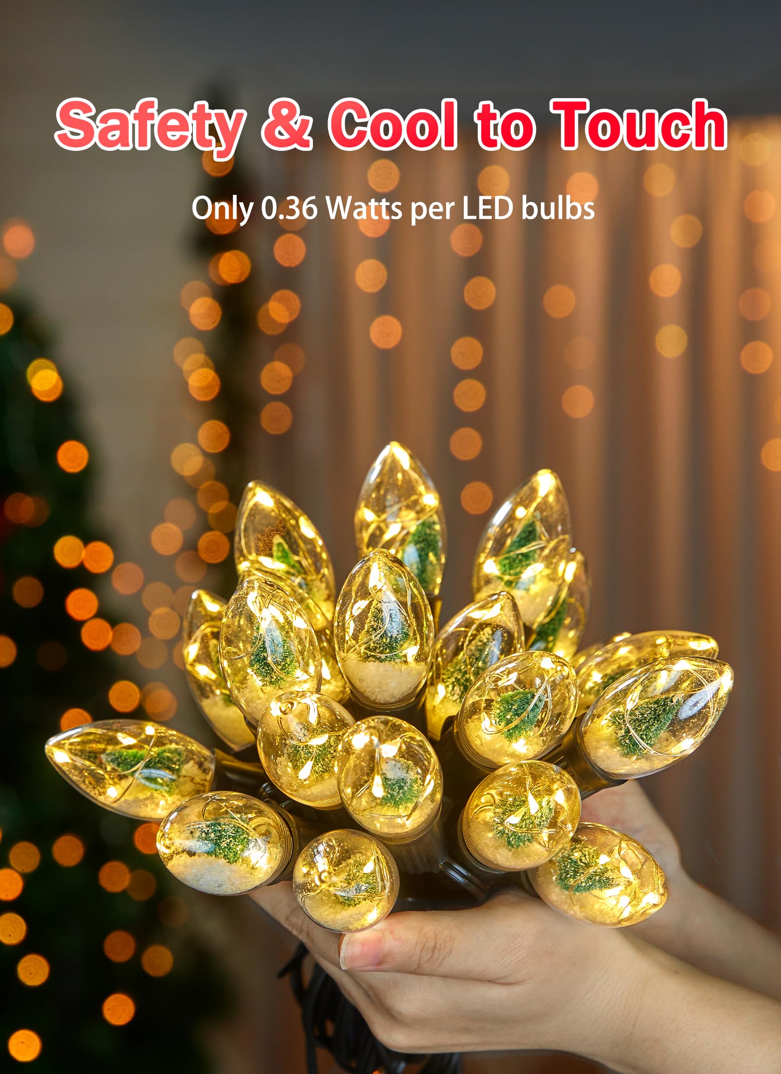 C9 Led Christmas Lights Outdoor, 25 Ft C9 String Lights With 20 Shatterproof Led Bulbs, 3 Light Mode, Connectable Waterproof Chr