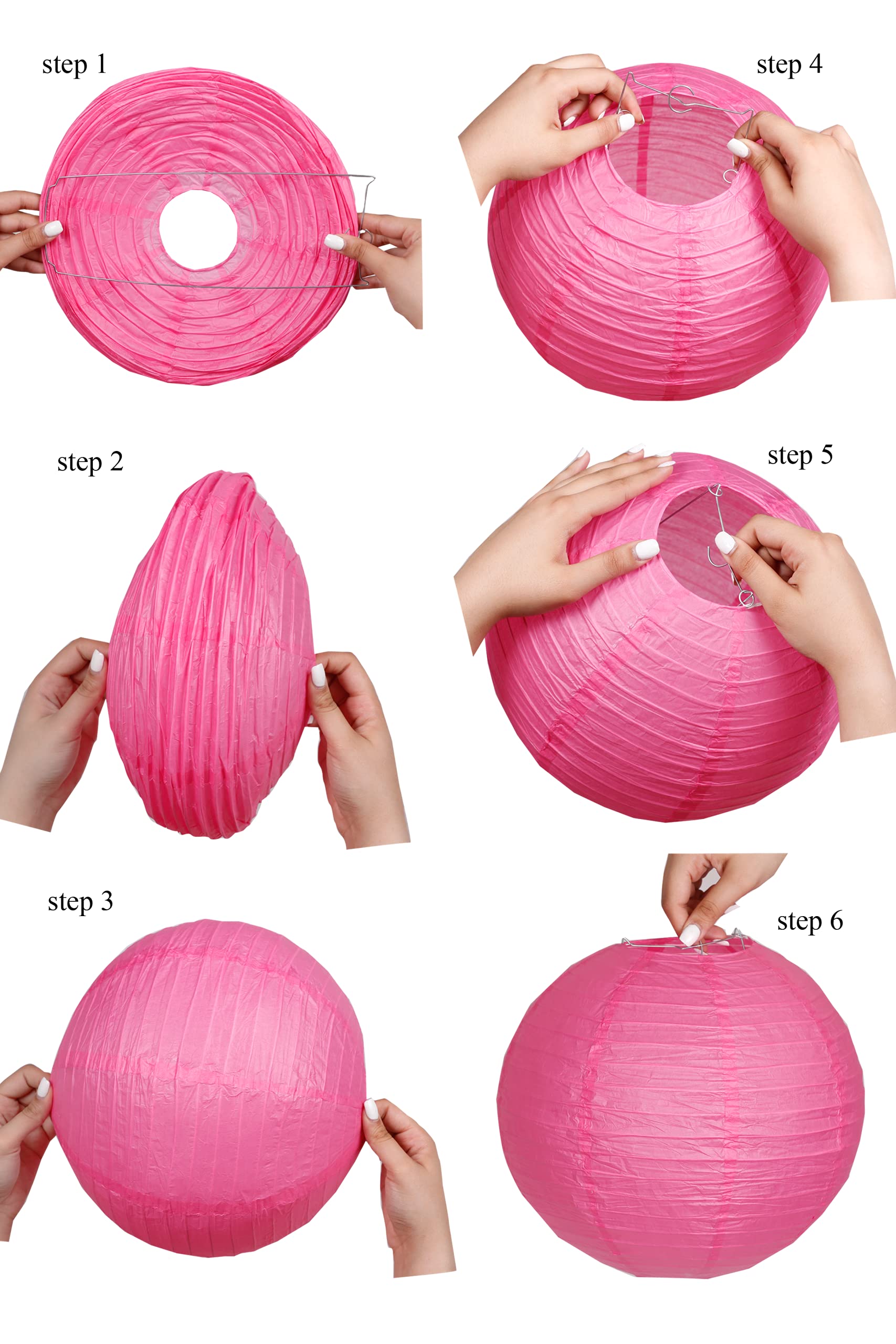 Pack Of 3 Paper Lantern Lampshade Party Birthday Baby Shower Wedding Celebration Decoration (Hot Pink, 10'' (25Cm))