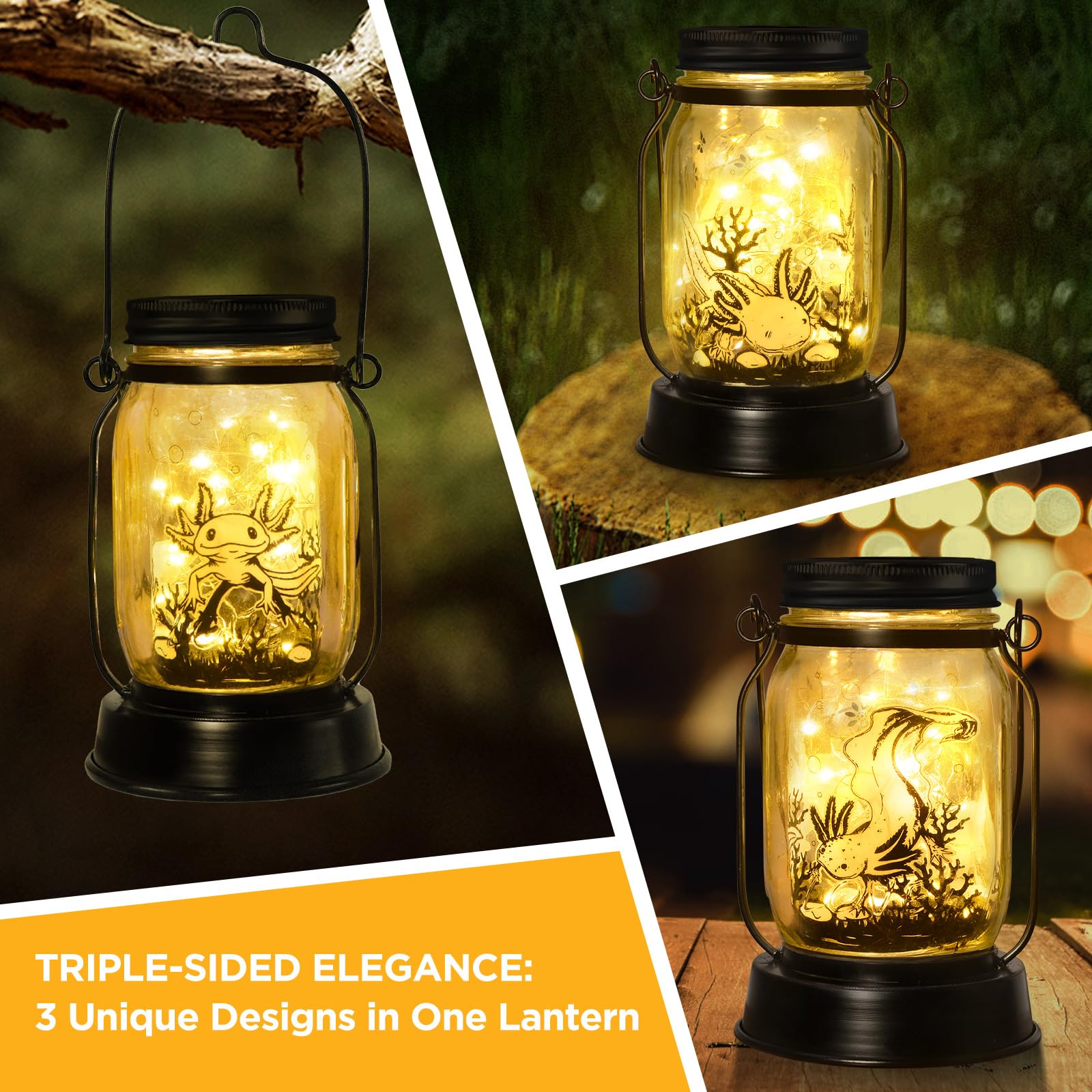 Kyoryuger Axolotl Gifts For Women/Men/Kids Axolotl Solar Lanterns Mom Grandma Birthday Present Lantern Memorial Lights Solar Gar