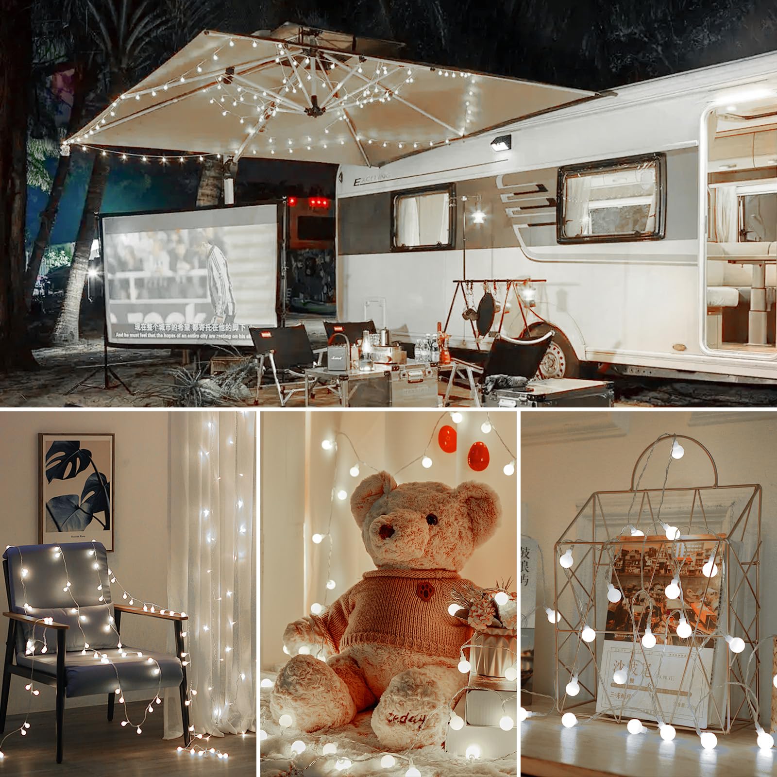 Globe String Lights Battery Operated - 21 Feet 60 Led Twinkle Fairy Lights, 8 Modes With Remote Mini Globe Lights For Indoor Outdoor Bedroom Party Wedding Garden Christmas Tree Decor, Pure White