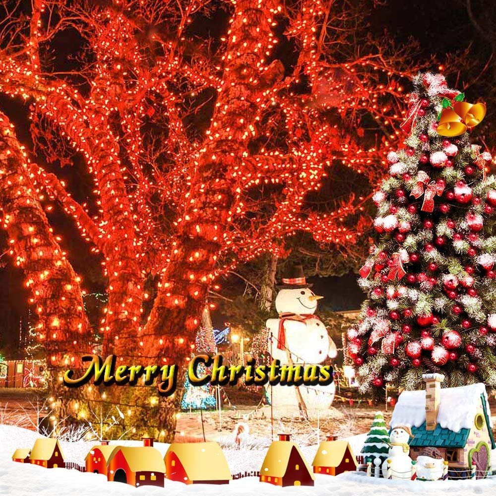 Joomer Solar Christmas Lights - 400 LED, 8 Modes, Waterproof, 144FT, Red, 2 Pack