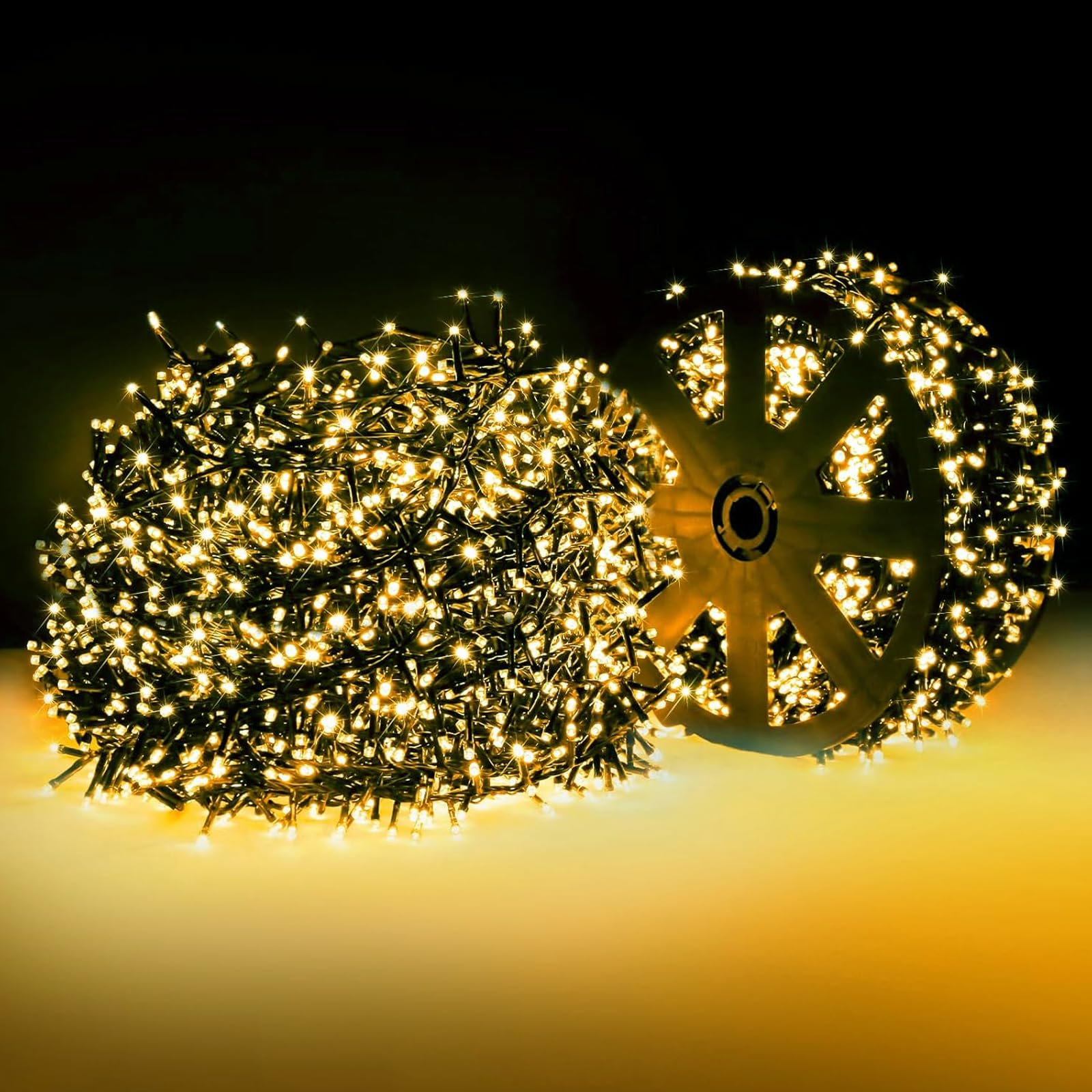 Areker 164Ft 2000Led Christmas Lights Outdoor Indoor  Green Wire Christmas Day String Lights Plug In  Ultra Bright 8 Modes Waterproof Fairy Lights For Xmas Tree Party Wedding Decoration  Warm White