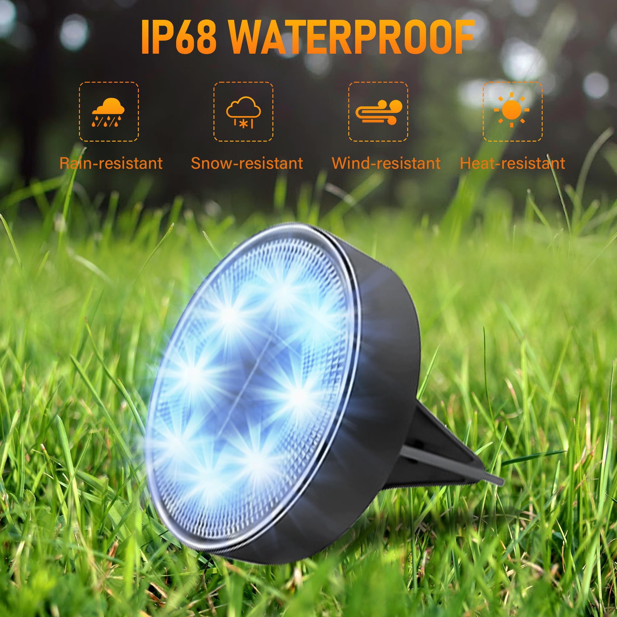 Siatom Lighting Solar In-Ground Lights 2025, Ip68 Waterproof 8 Led Bright Outdoor Upgrade Ground Solar Light For Patio Pathway Y