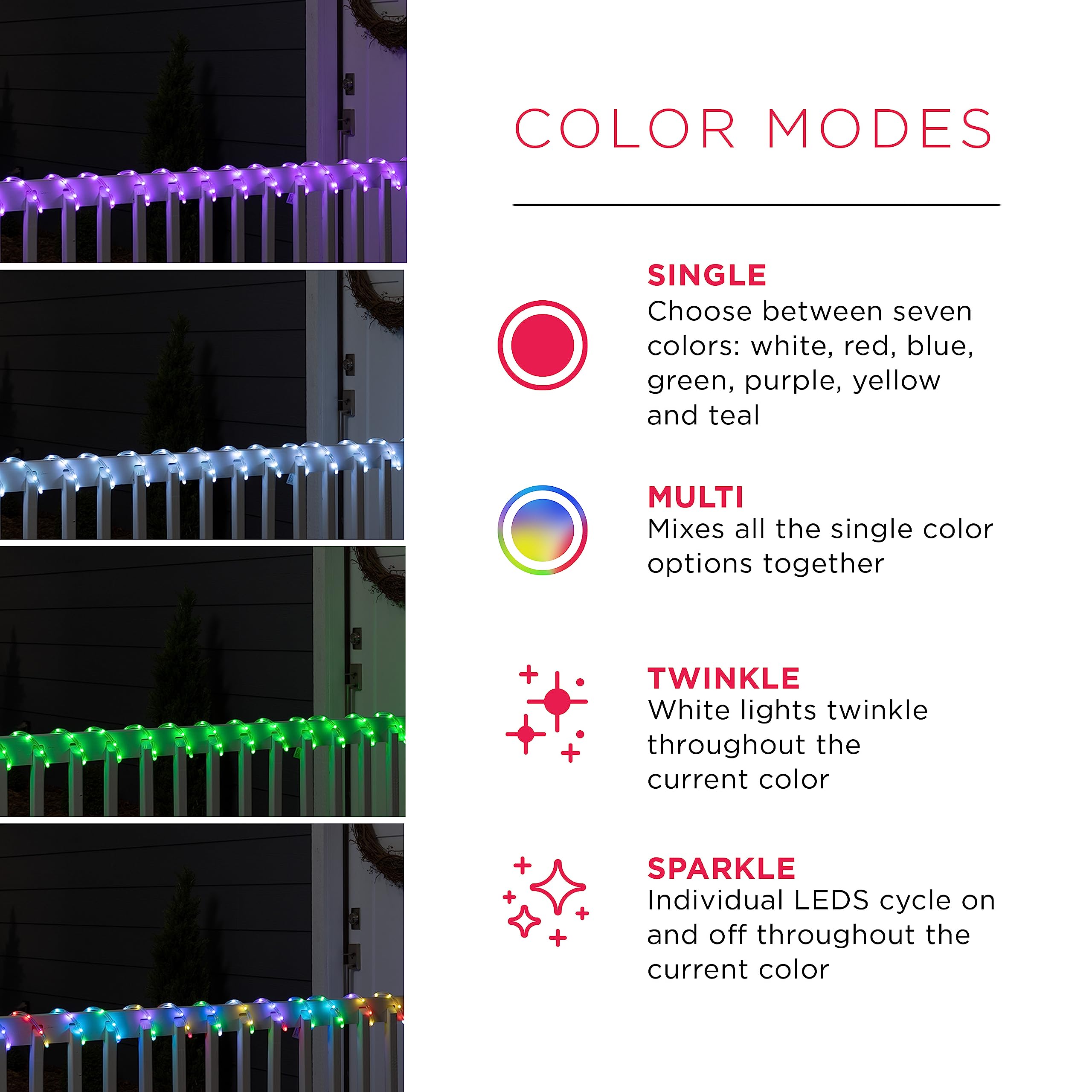 Ultrapro 16Ft Color Changing Led Rope Lights - Waterproof Rgb String Lights For Indoor/Outdoor Use