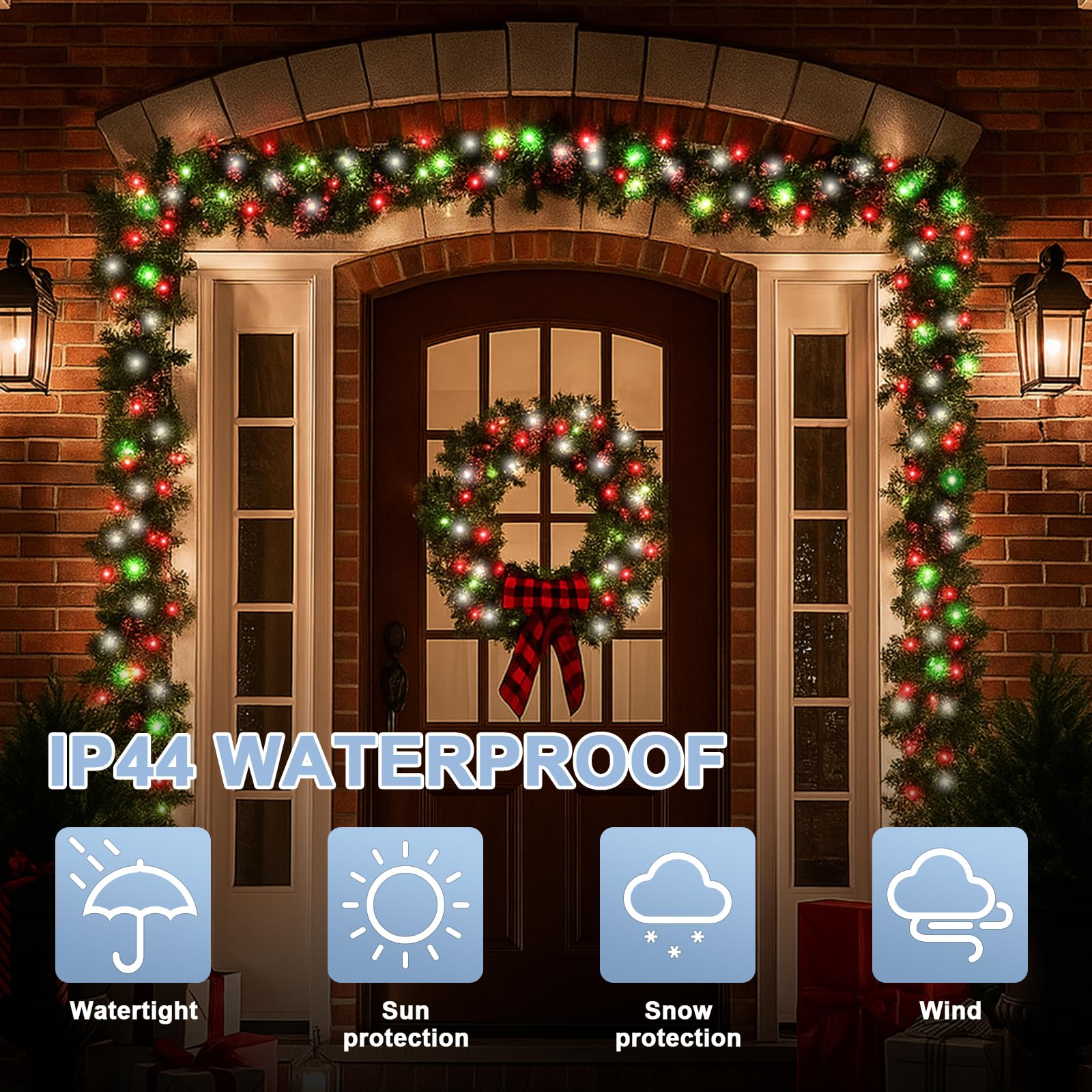 Lamphome 33Ft Christmas Decorative Mini Lights  100 Led Transparent Wire Fairy Starry String Lights Plug In  16 Lighting Modes For Outdoor Xmas Tree Wedding Party Decoration (Red/Green/White)
