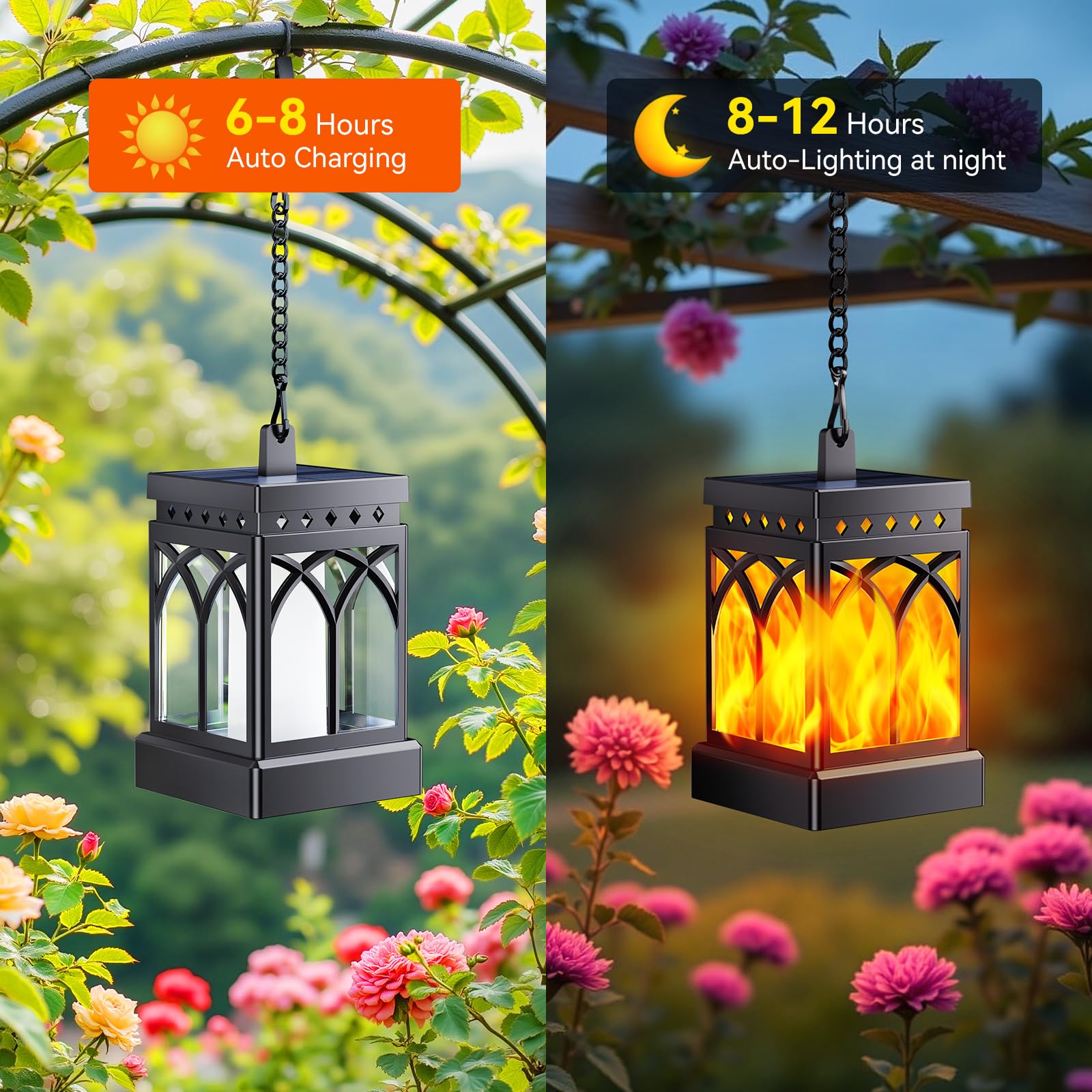 Kooper Solar Lanterns Outdoor Waterproof  Two Modes Hanging Solar Lantern Lights For Outside  Auto On/Off Lanterns Decorative Outdoor For Garden Table Yard Path Tree Patio Lawn Decor  Gifts  2 Pack