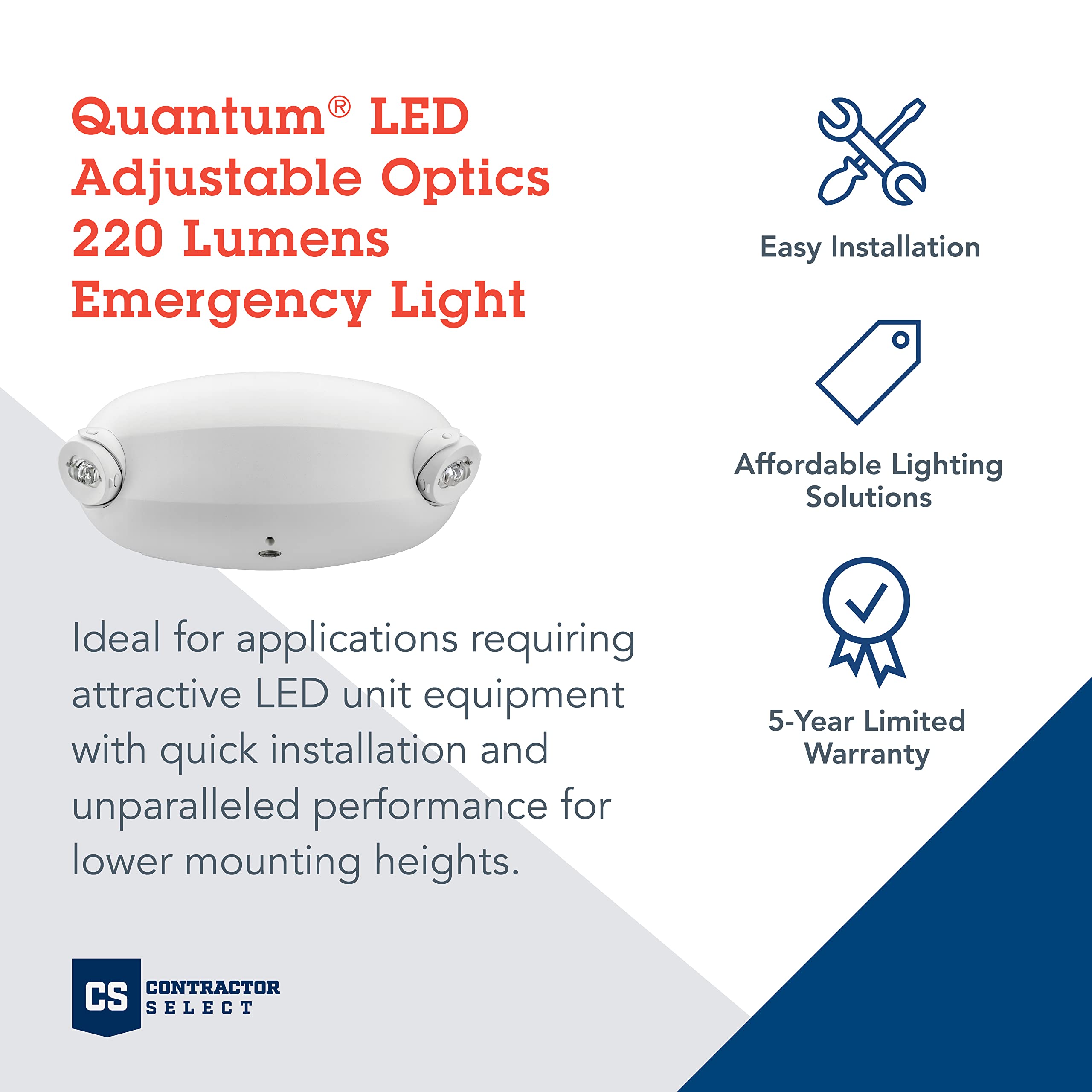Lithonia Lighting Elm2L Uvolt Ltp M12 Quantum Led Emergency Light, Manual Testing | Uvolt, 220 Lumens, White