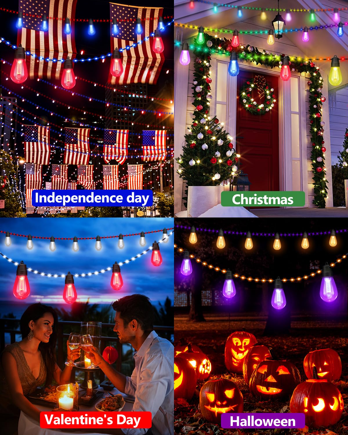 Flacchi 50FT Smart String Lights - Multicolor LED Rope Lights with Bluetooth APP & Remote Control for Outdoor, Patio, Party, Holidays