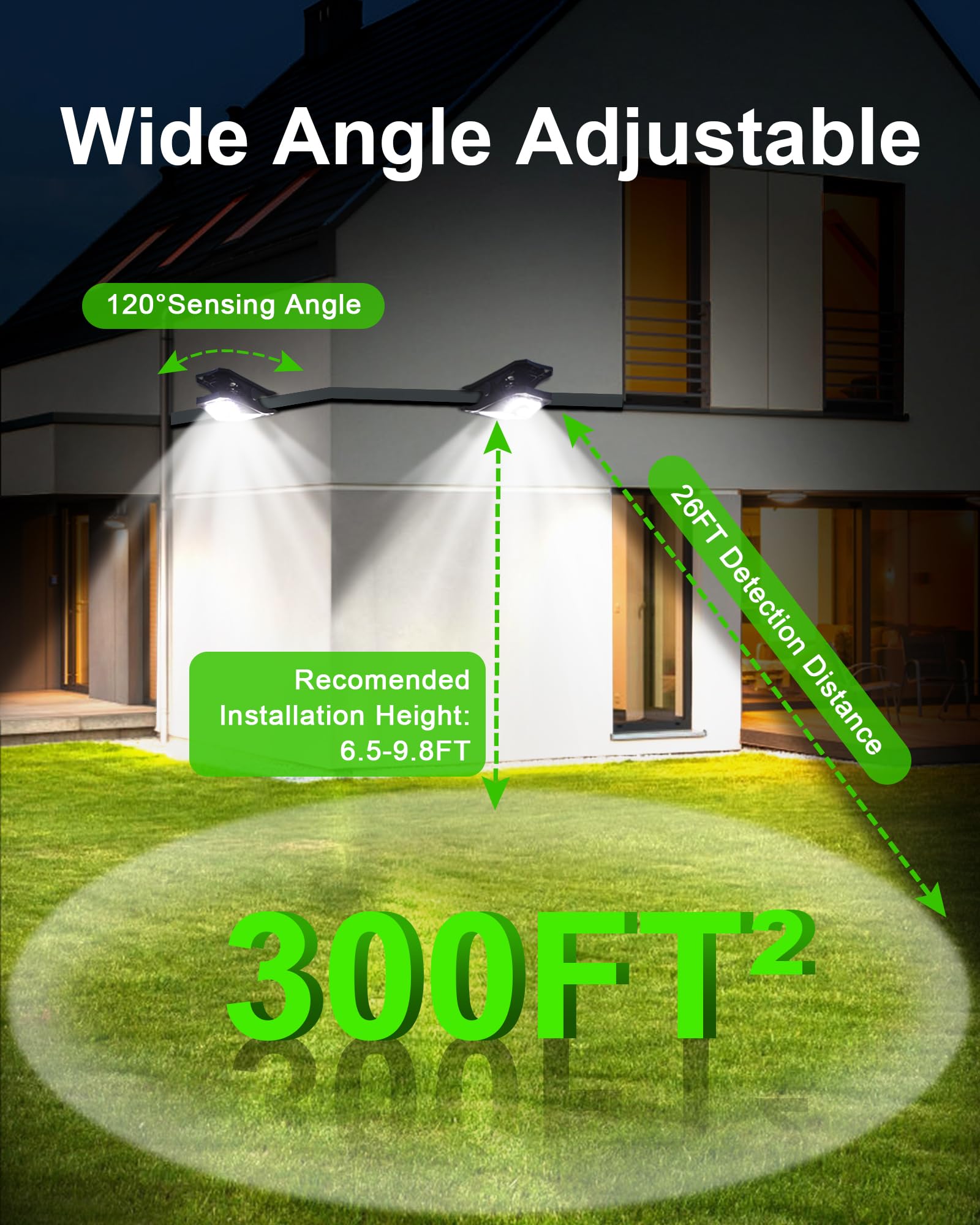 Lifengsoler 118Leds Solar Motion Sensor Lights Outdoor, 2 Pack Clip On Solar Lights Outdoor Waterproof, High Bright Solar Powered Security Lights For Outside Fence Chain Link Camping