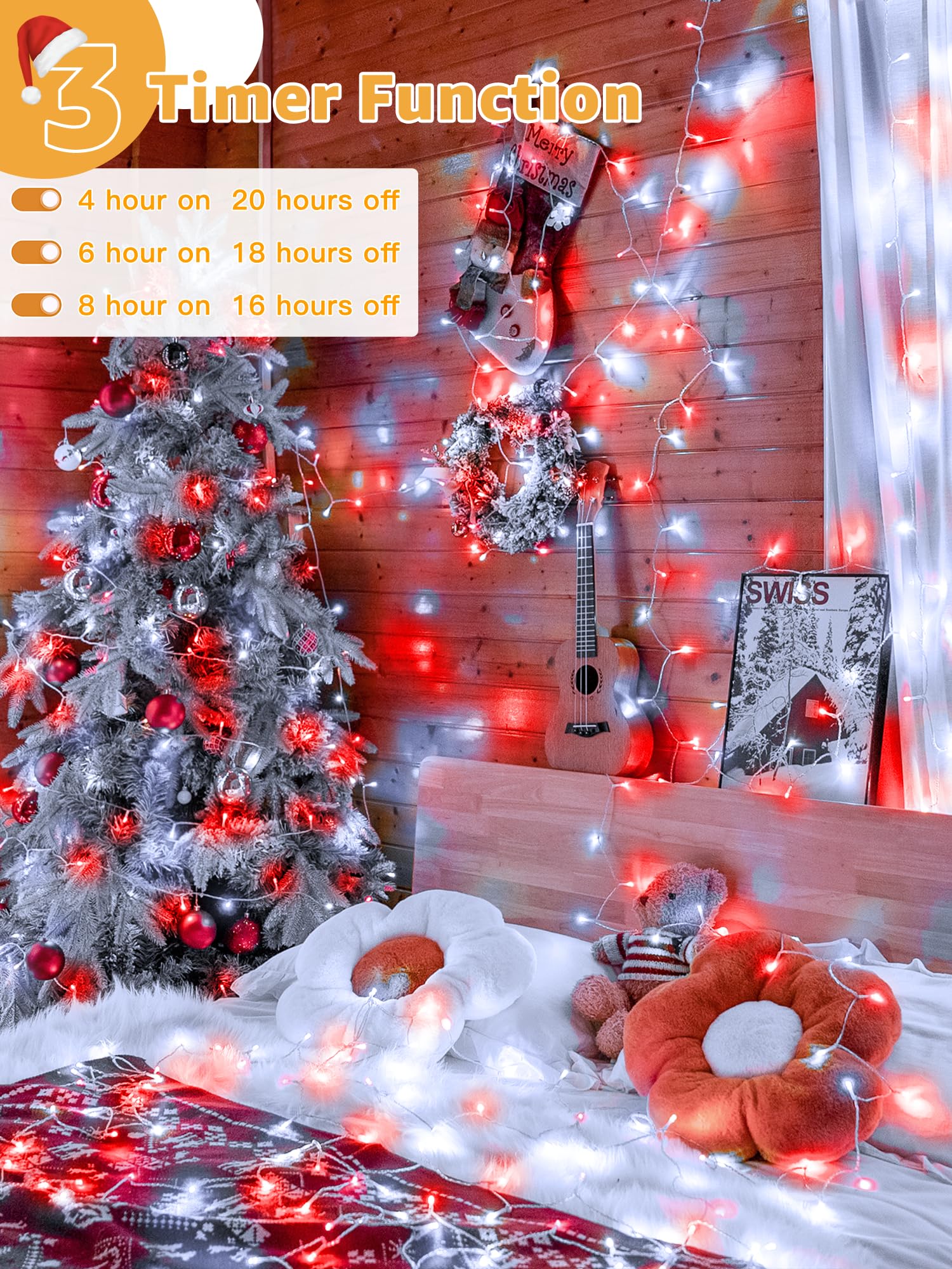 Guhope Christmas Lights 600 Led 98Ft, Waterproof Outdoor String Lights With Remote And Timer, 8 Modes Dimmable Fairy Lights For