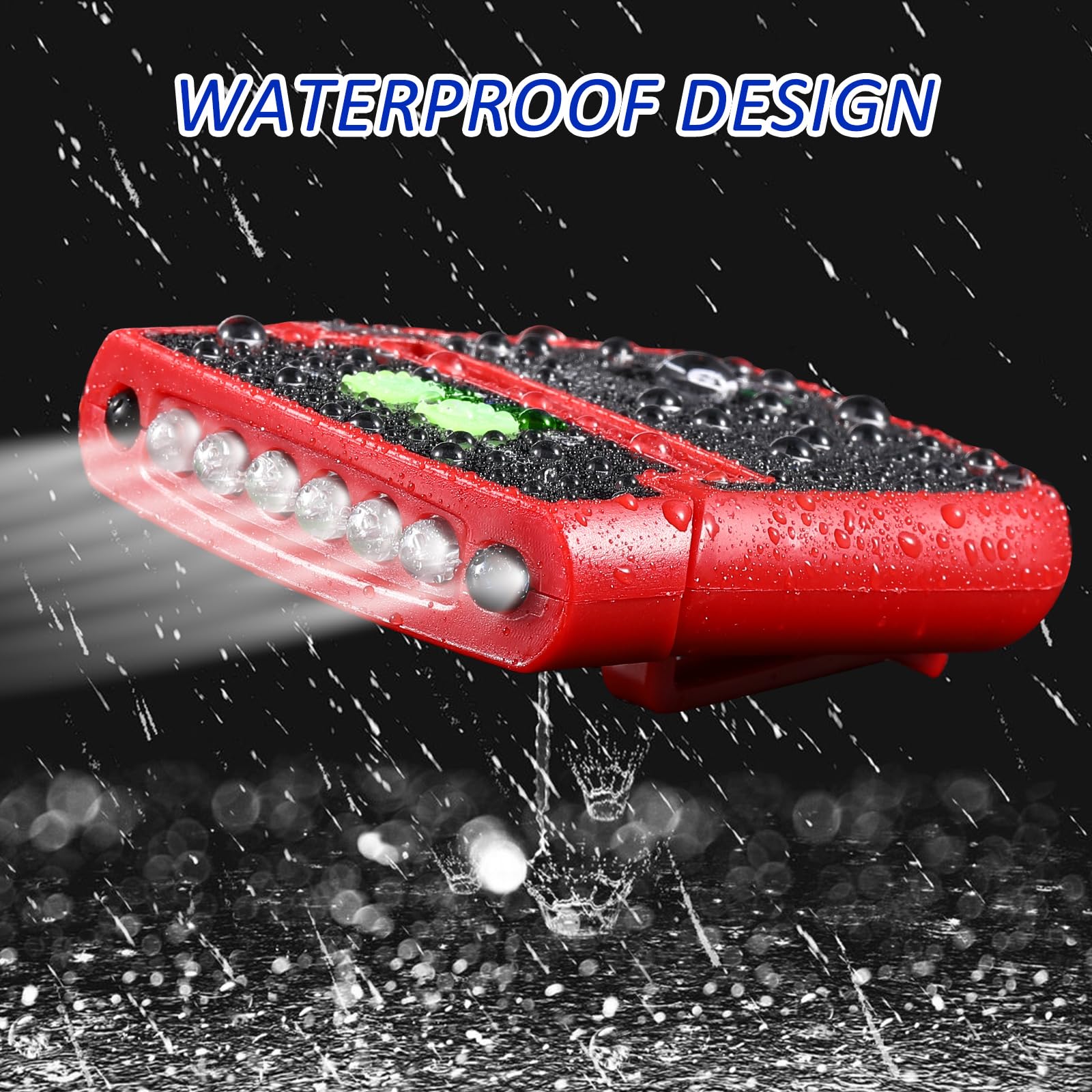 Mudder LED Clip-On Cap Lights, USB Rechargeable, Waterproof, Ultra Bright, Model Mudder-IKJW637, Red