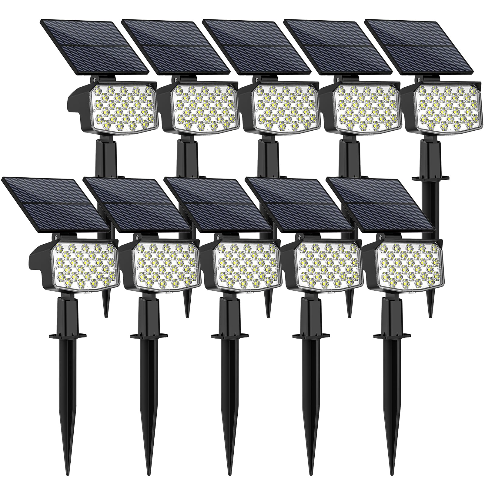 WELALO Solar Spot Lights Outdoor, [10 Pack/3 Modes] Solar Landscape Spotlights, Adjustable Solar Powered Security Lights, IP65 W