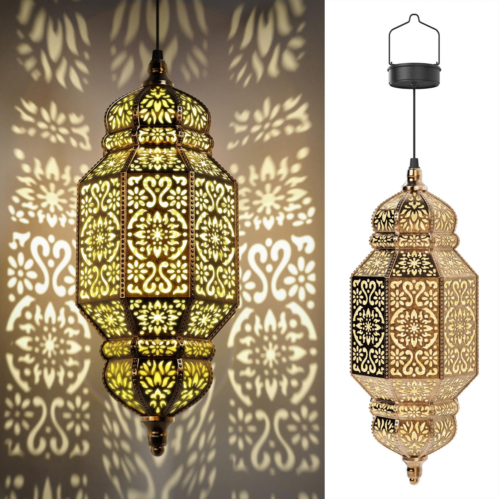 Twinkya 18 Inch High Large Hanging Solar Lights Outdoor Garden Decorative Solar Lantern Waterproof Plastic Moroccan Outdoor Deco