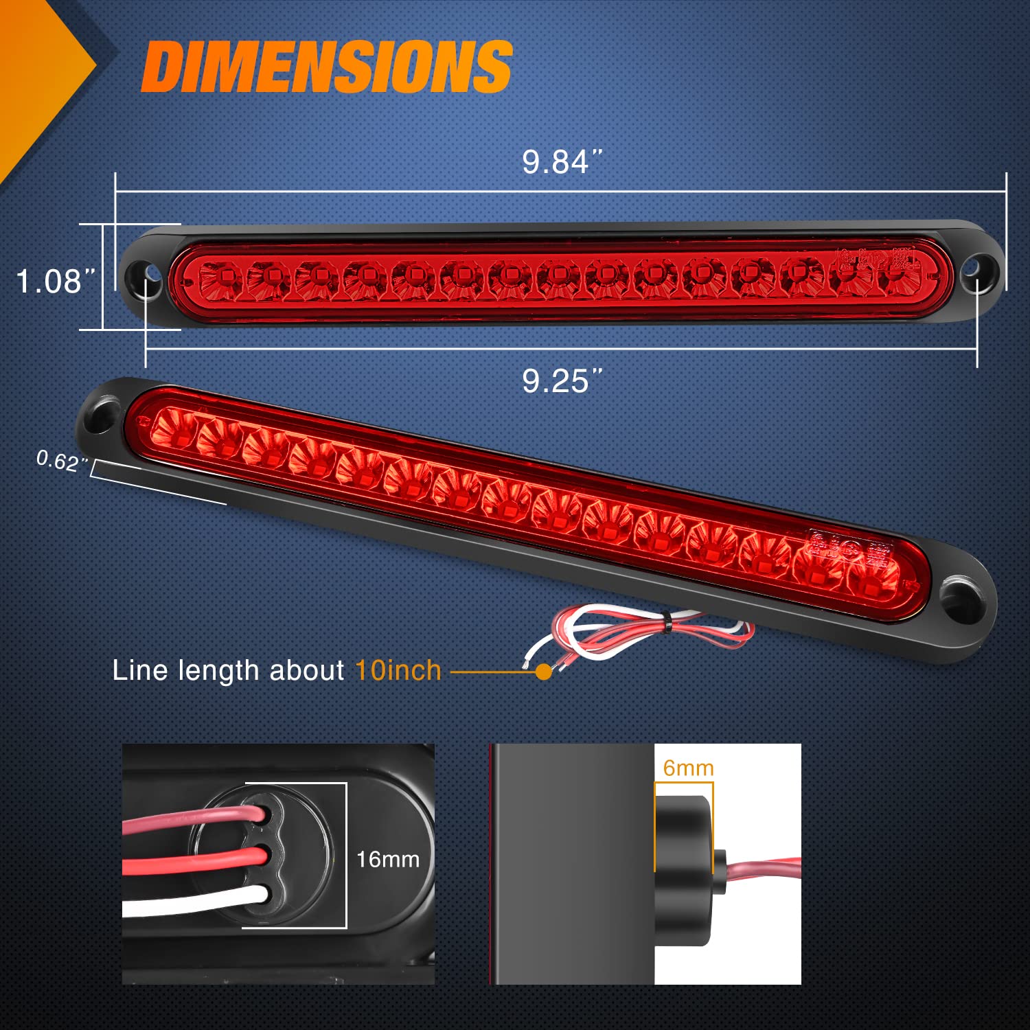 Nilight 2Pcs 10Inch 15 Led Red Trailer Light Bar For Park Stop Turn Tail Brake Lights Ip67 Waterproof Marker Id Clearance Strip