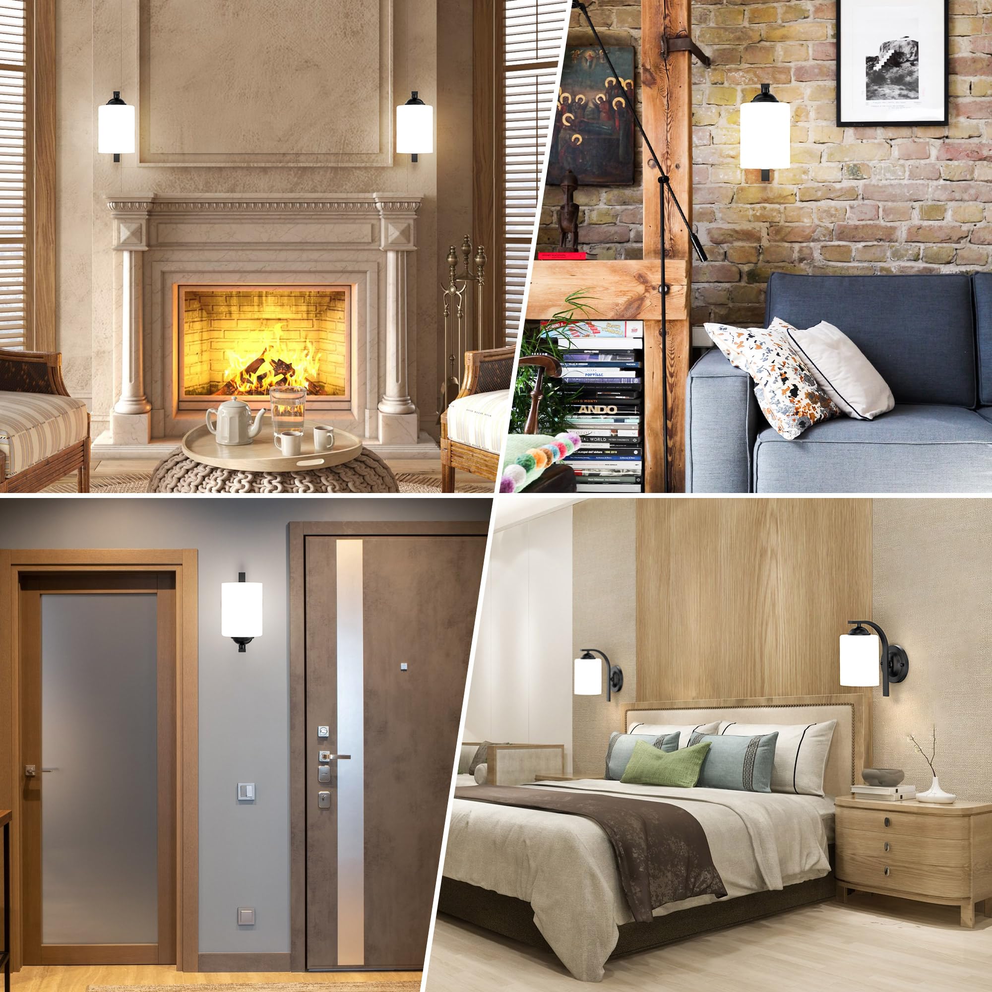 Phaosio Wall Sconces Lights Lamp For Bedroom Bathroom  Modern Vanity Light Fixtures  Matte Black Farmhouse Wall Mount Lighting Lanterns With Glass Shade For Living Room Mirror Hallway Kitchen