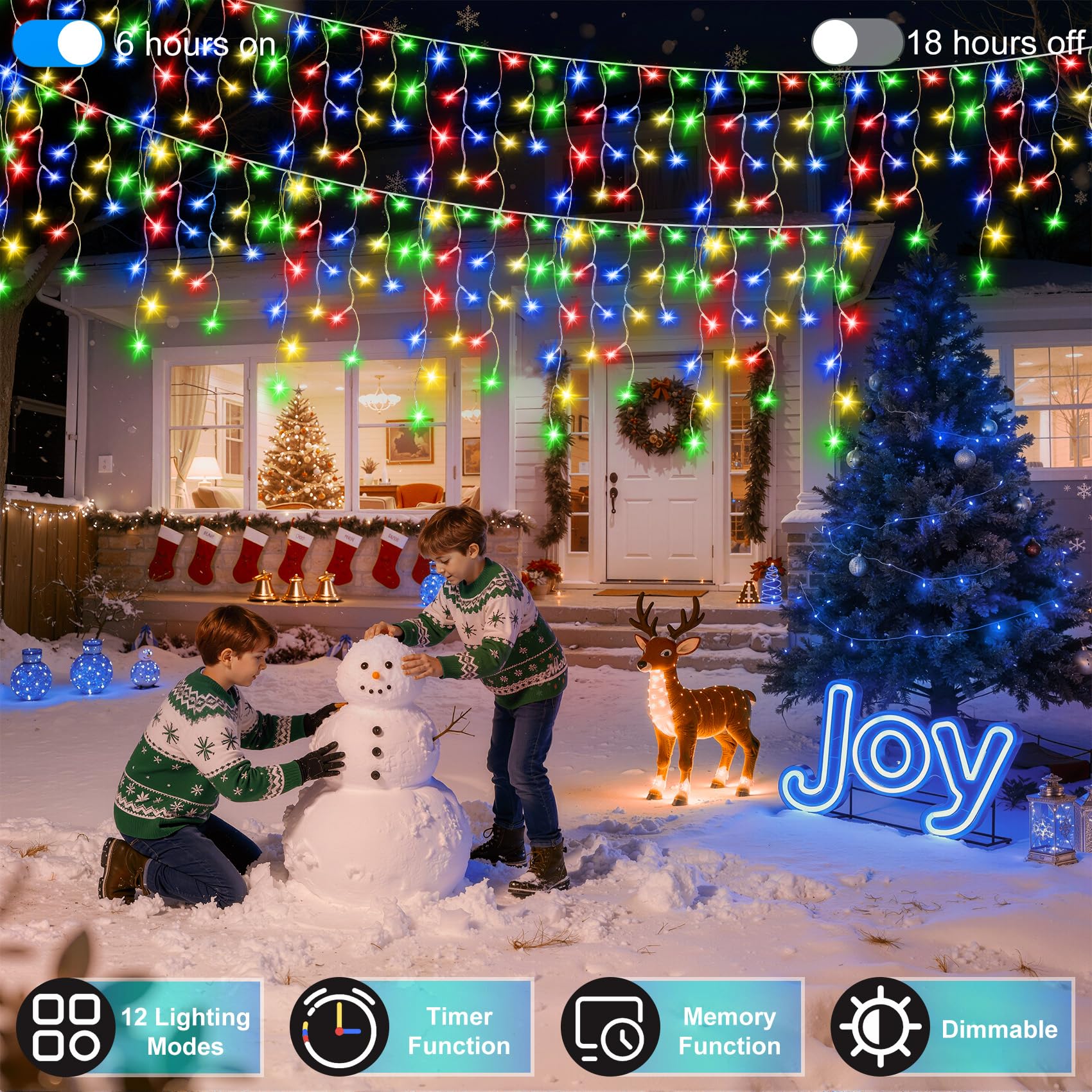 QUHUATU 670 LED Christmas Lights, 66FT with 148 Drops, Multicolor, 12 Modes, Waterproof, Model WX-666L