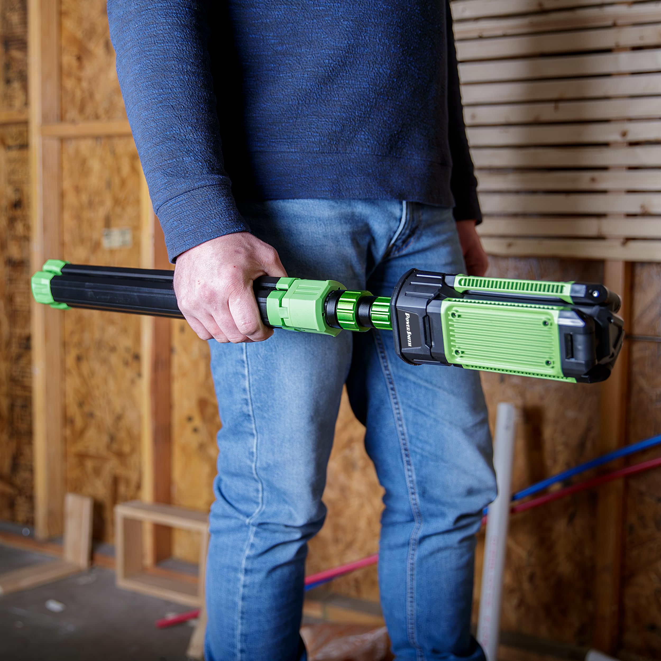POWERSMITH 4500 Lumen Rechargeable Cordless Work Light, 72in Tall, Black, Metal, Model PWLR045T