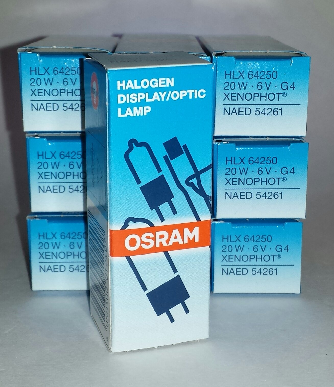 OSRAM 64250 HLX 20W 6V G4 Halogen Lamp, 10 Count, Copper Material