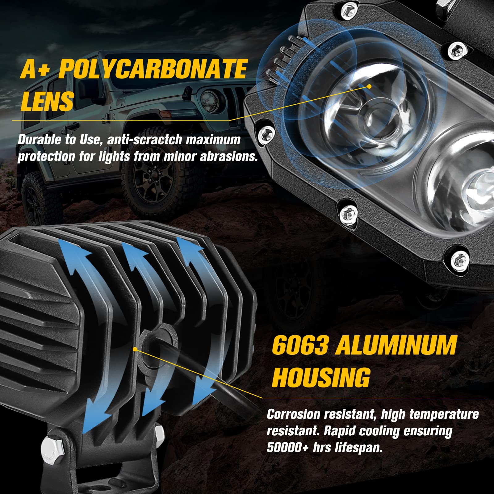 Co Light Led Flood Lights Pods 2Pcs 4 Inch 96W Flood Beam Fog Lights For Motorcycle Auxiliary Super Bright Atv Led Work Light For Truck Suv Utv Boat Tractor Forklift