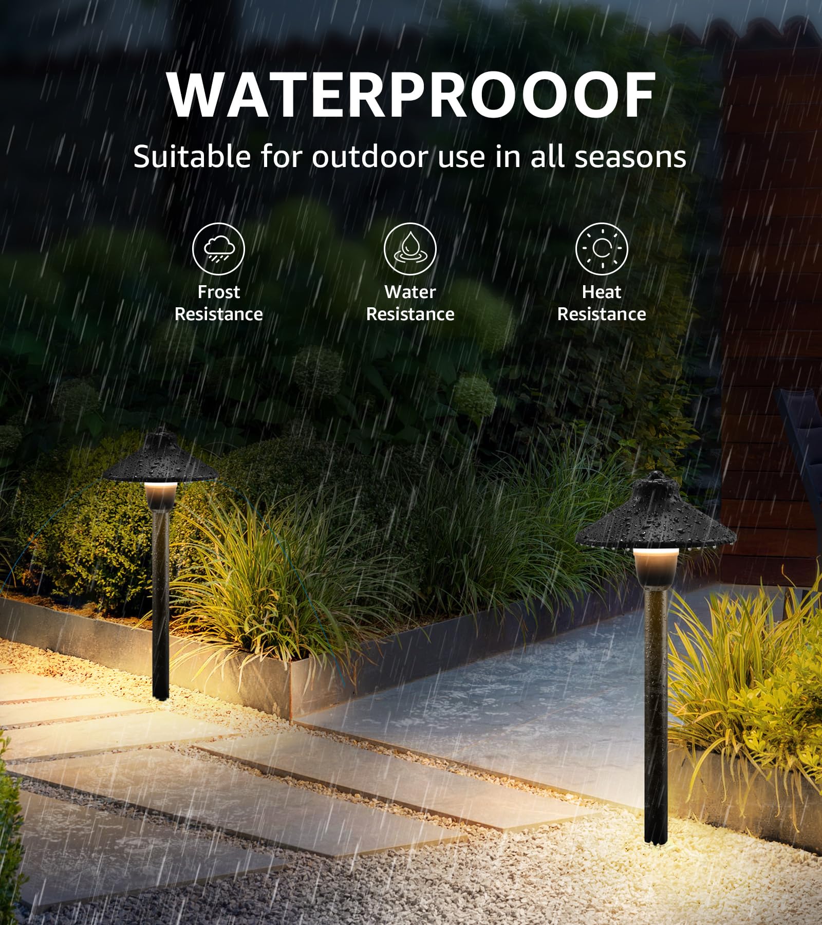Sunvie Low Voltage Pathway Lights Led Landscape Lighting 3000K Low Voltage Landscape Lights Waterproof Landscape Path Lights 3W