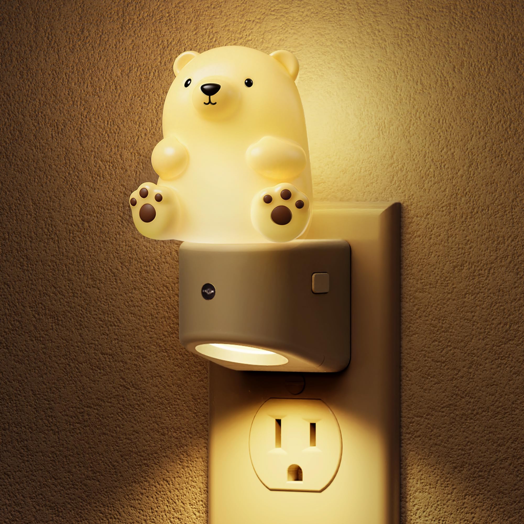 L LOHAS LED Night Light for Kids, 3D Bear Night Light Plug in, Dusk to Dawn Nursery Night Lights, RGB+Soft White 3000K, 3 Lighti