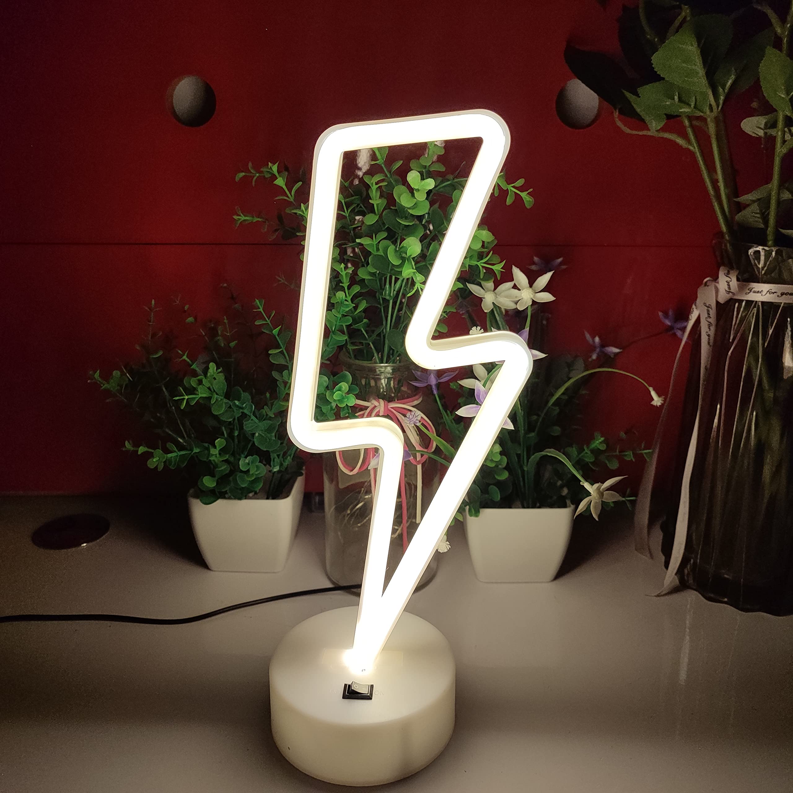 JYWJ Neon Sign with Holder Base, LED Light Decoration, Battery/USB Powered, Warm Color