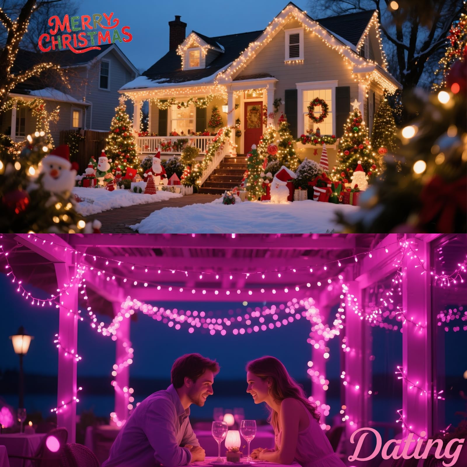 2 Pack Battery Powered String Lights  Total 66.6 Ft 200 Led Christmas String Lights Indoor Outdoor Decoration  Twinkle Fairy Light For Classroom Dorm Bedroom Xmas Tree Party Decor  Warm White