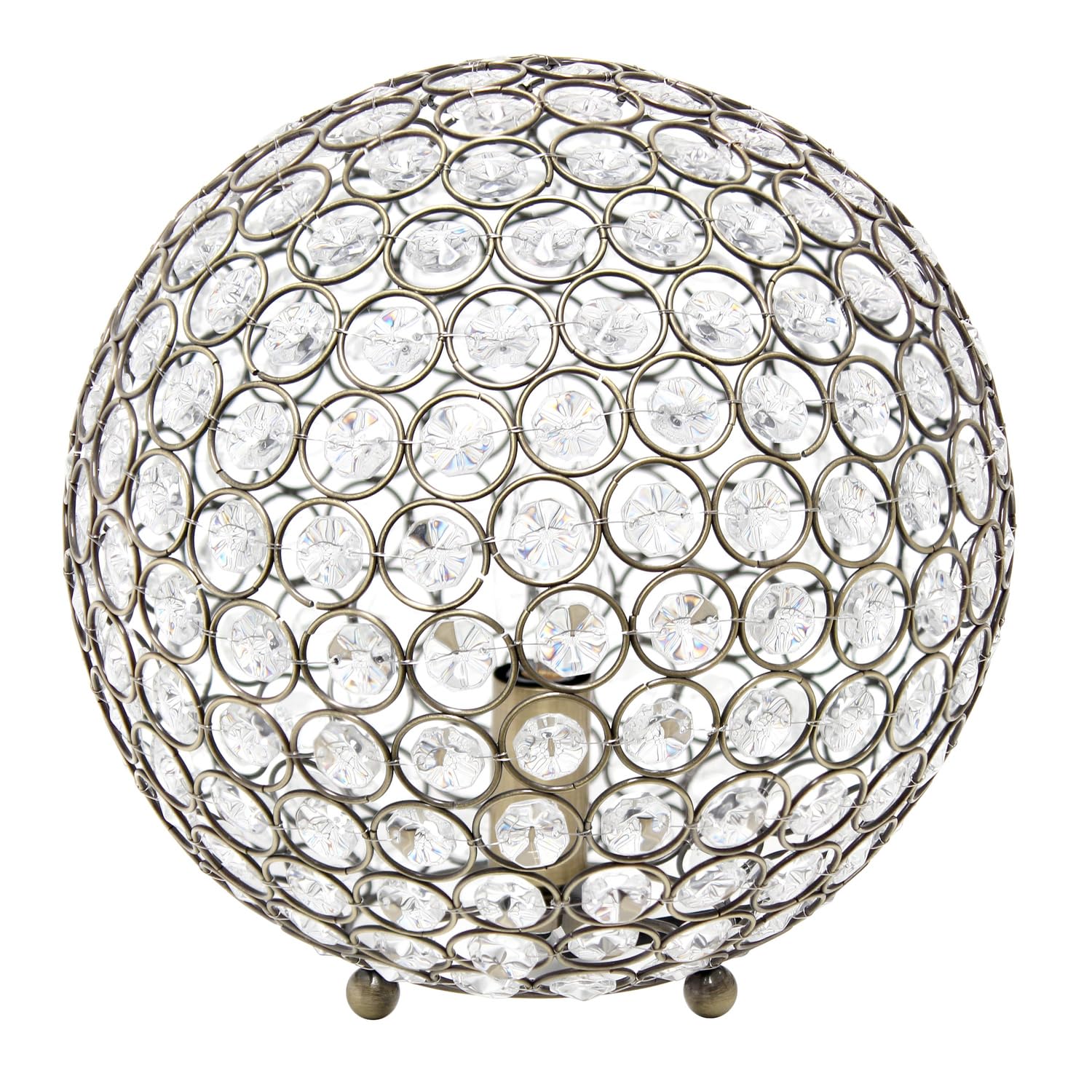 All The Rages Elipse Crystal & Metal Sphere Table Lamp In Antique Brass