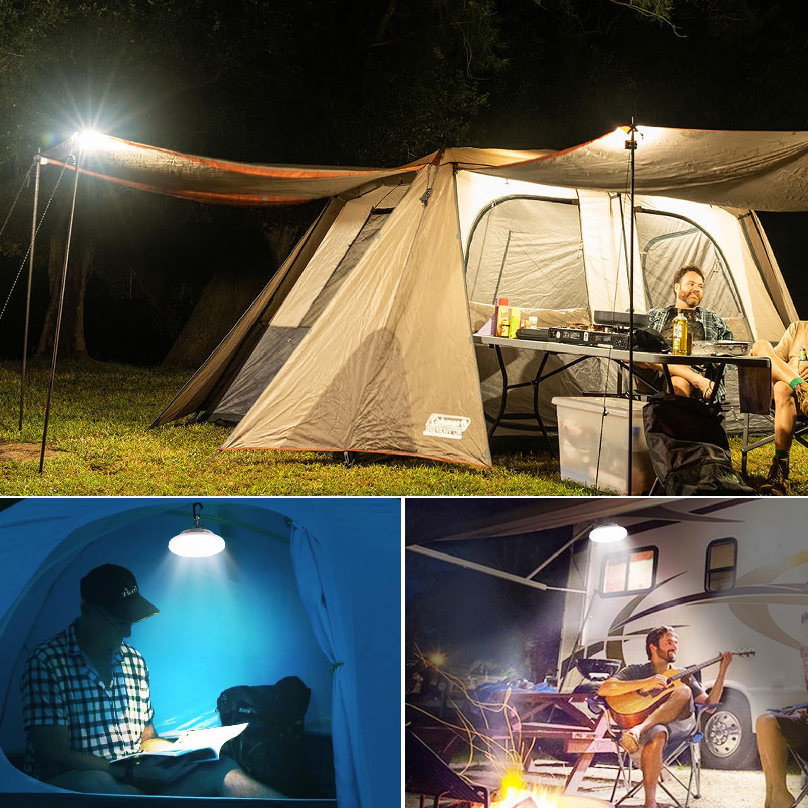 USB Solar Camping Light Remote Tent Light 2 Pack - 4000LM Portable LED Rechargeable Camping Lantern Hanging Waterproof Emergency