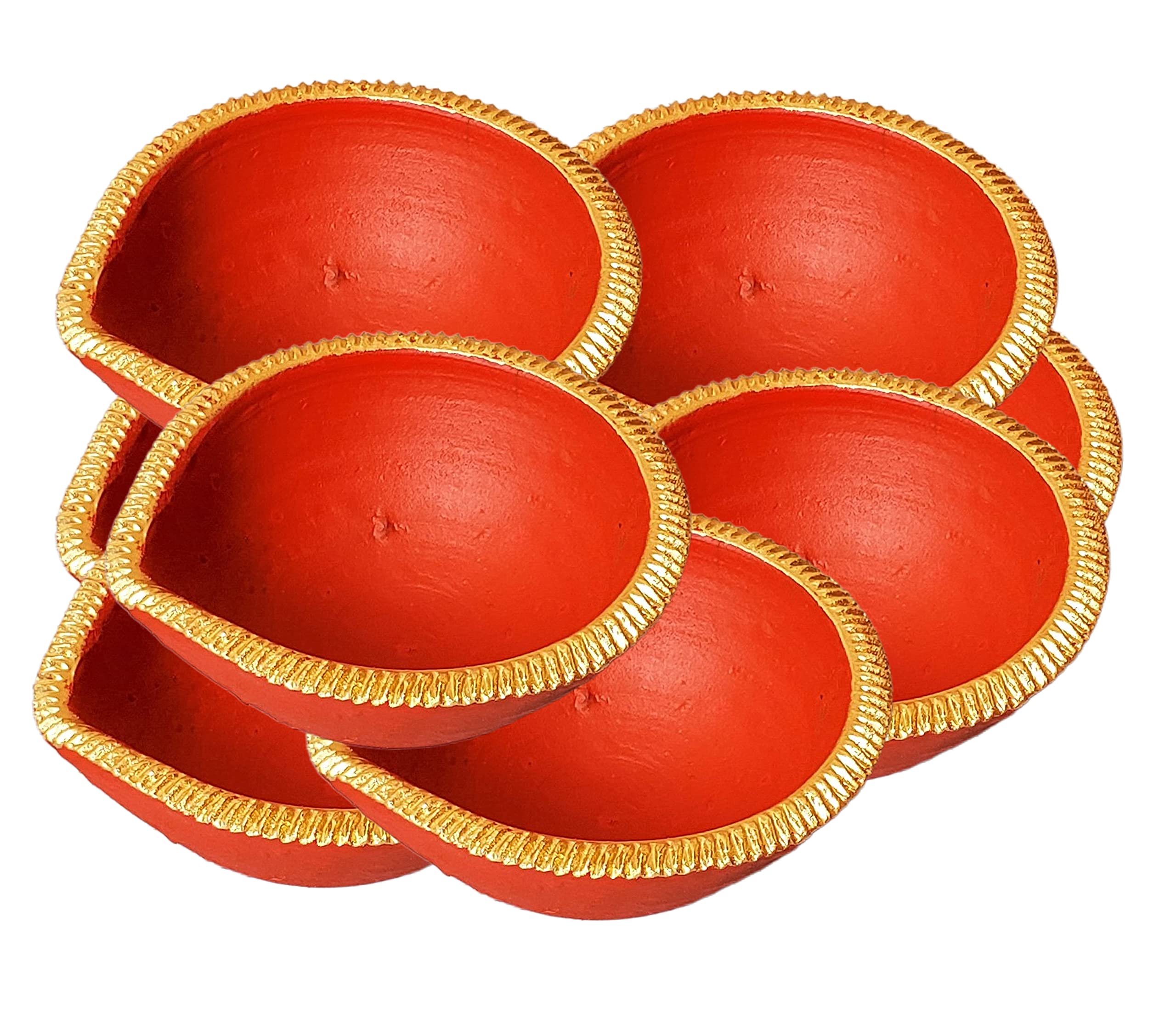 Pure Source India Terracotta Handmade Decorative Diya'S, 3 Inch, 6 Pieces, Multicolor